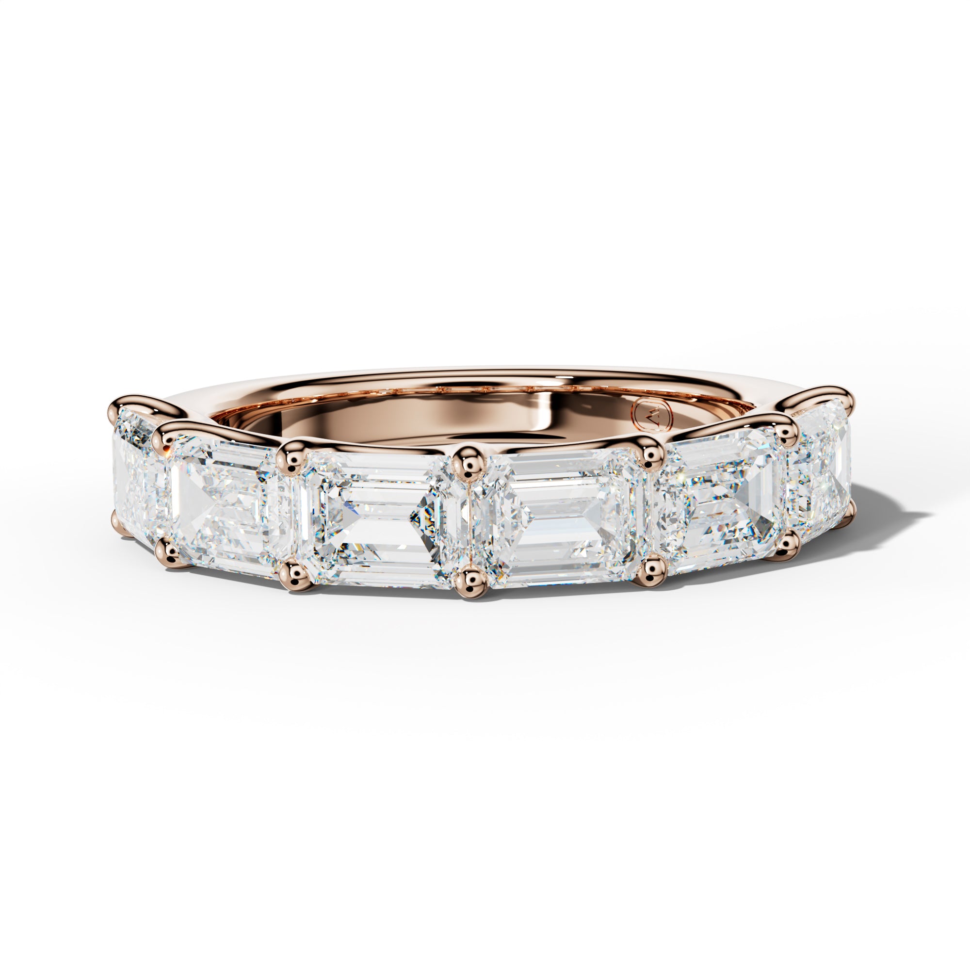 4.0 Carat East West Emerald Diamond Half Anniversary Band U Prong