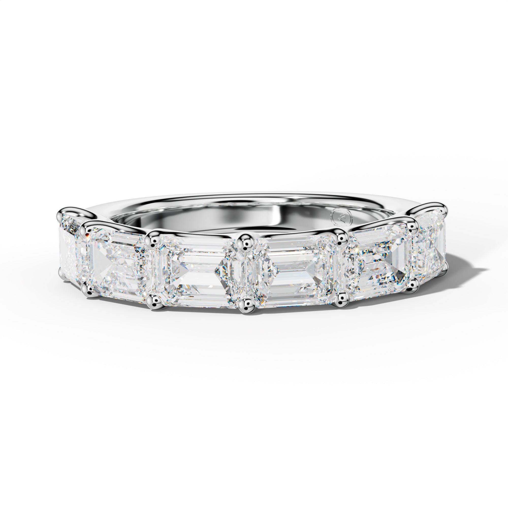 4.0 Carat East West Emerald Diamond Half Anniversary Band U Prong