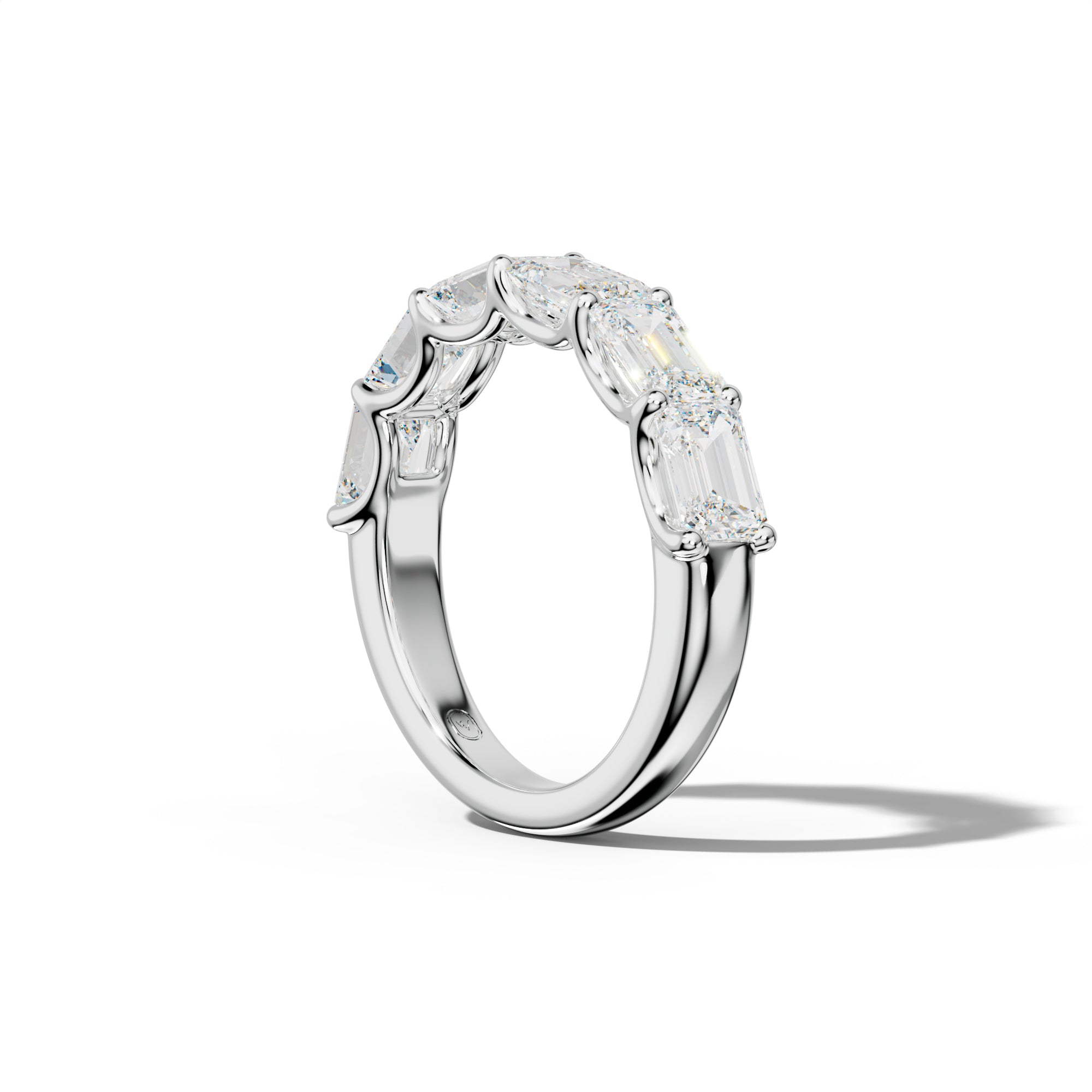 4.0 Carat East West Emerald Diamond Half Anniversary Band U Prong
