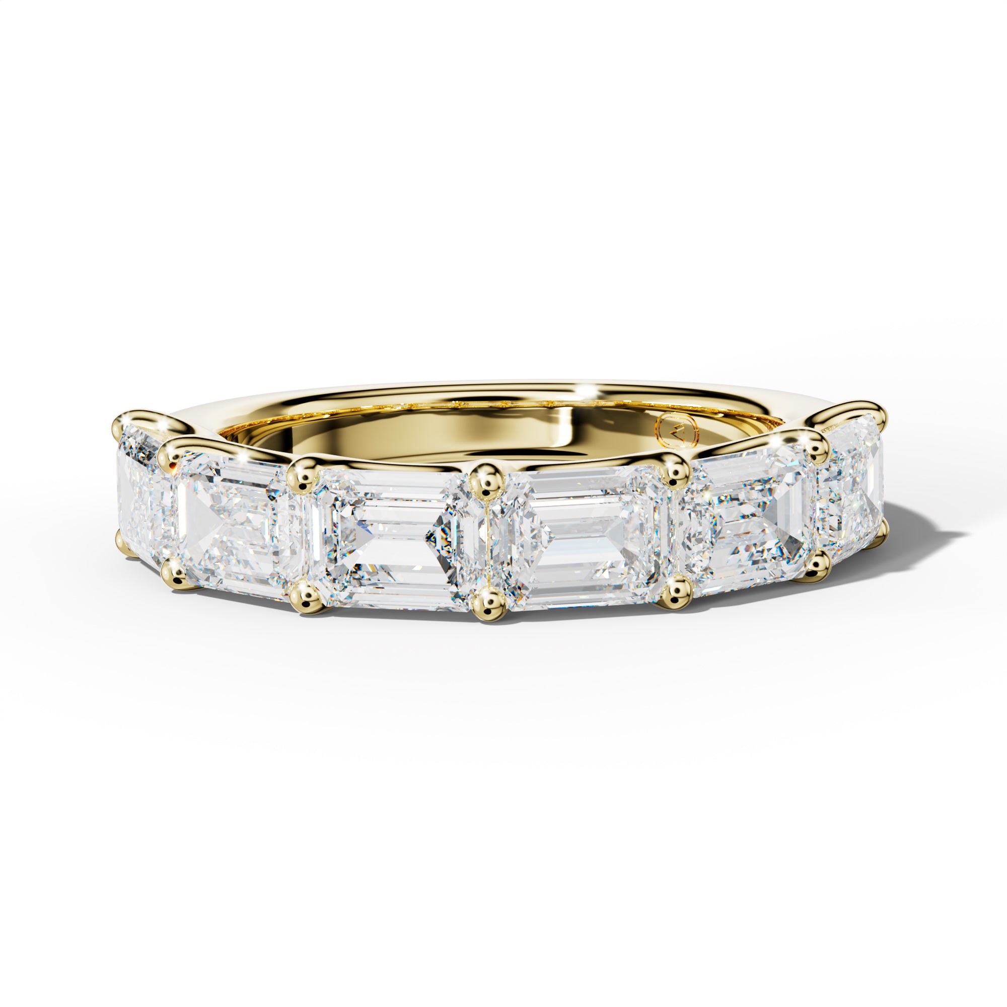 4.0 Carat East West Emerald Diamond Half Anniversary Band U Prong