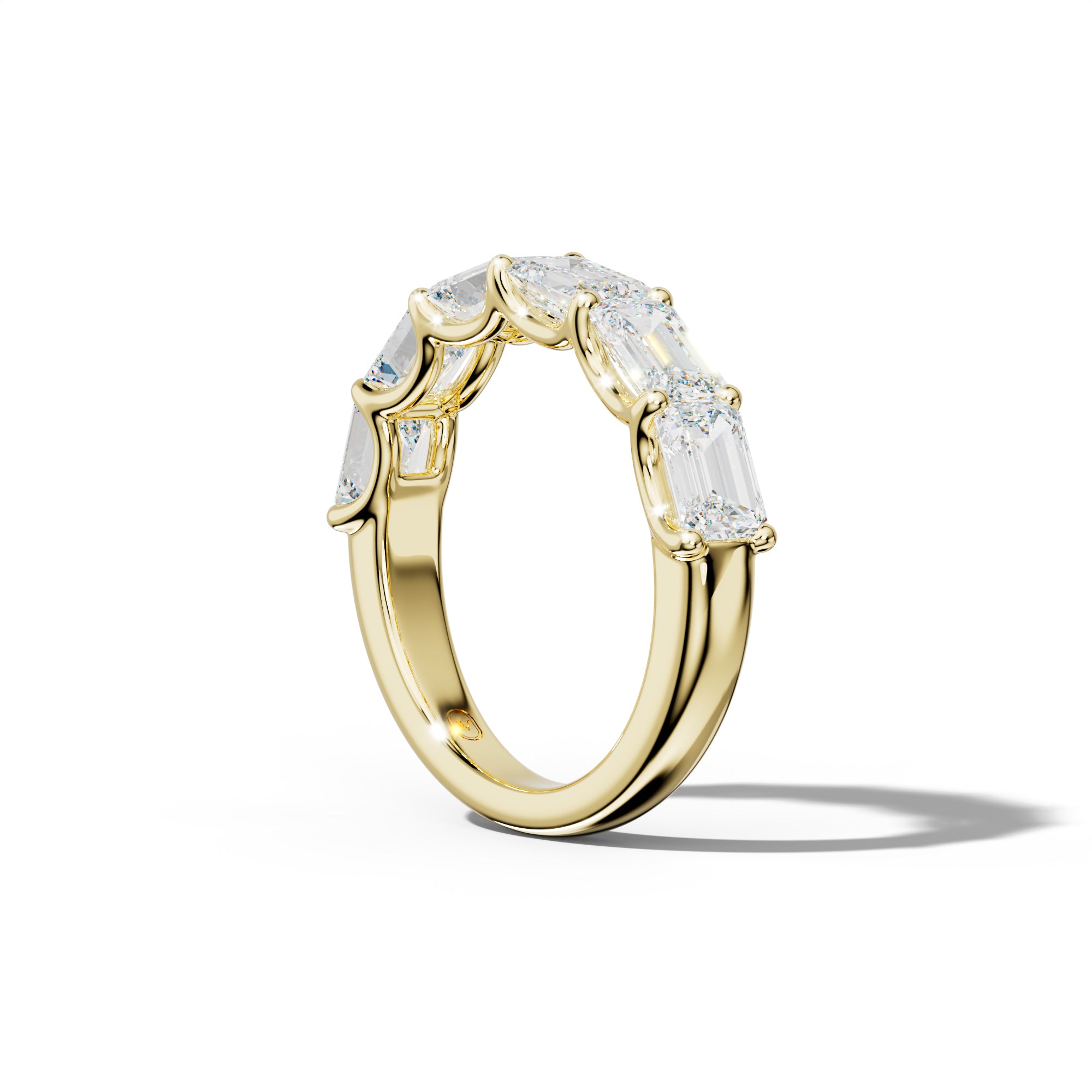 4.0 Carat East West Emerald Diamond Half Anniversary Band U Prong
