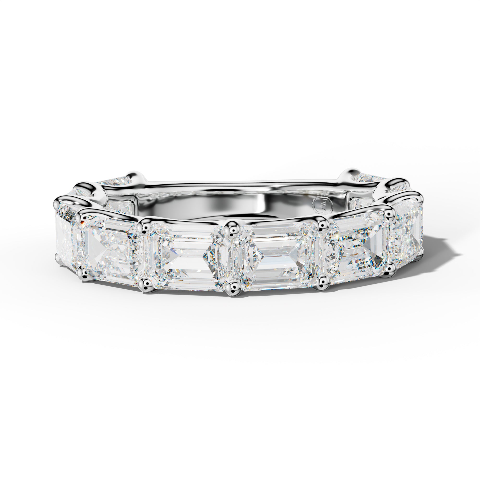 6.0 Carat East West Emerald Diamond 3/4 Anniversary Band U Prong