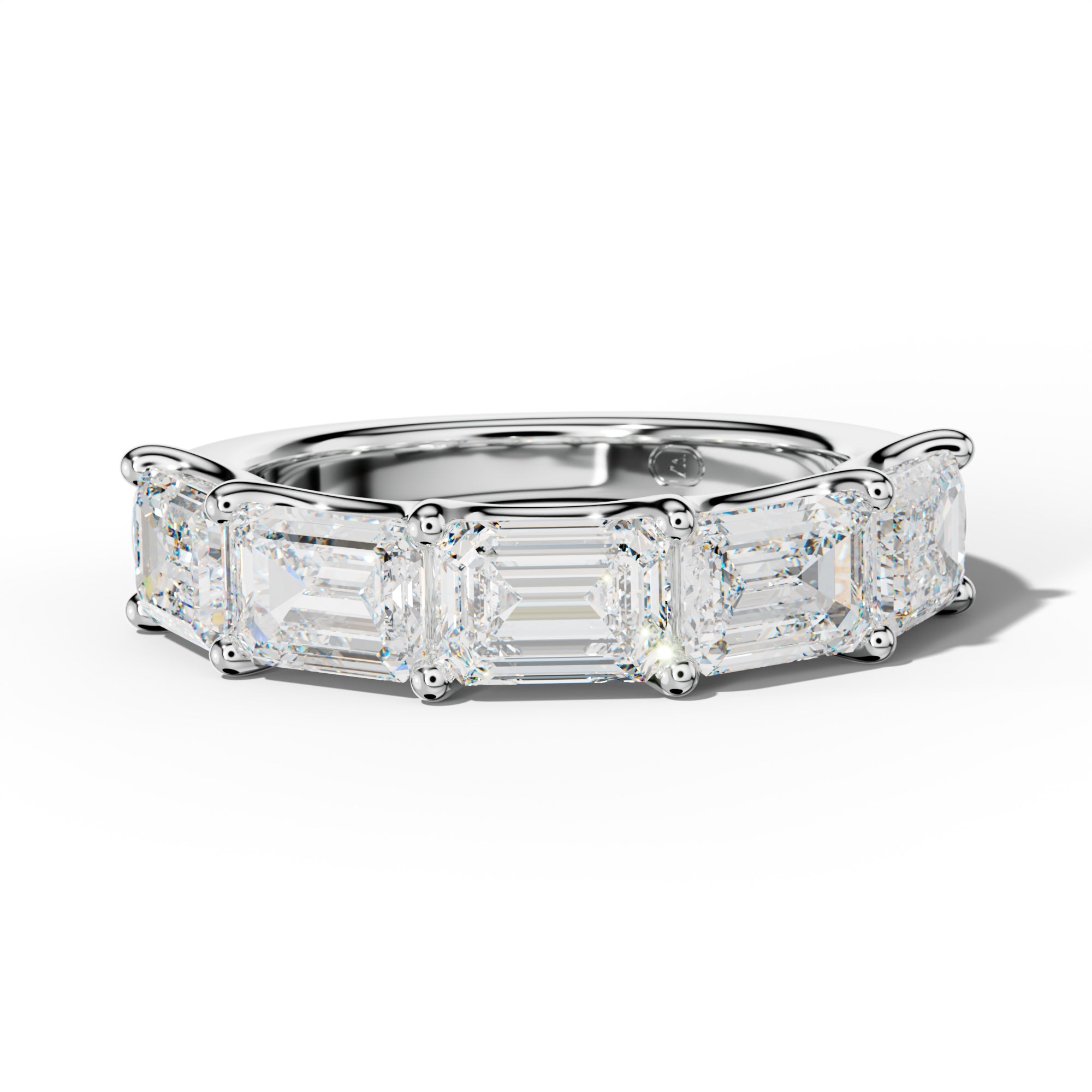 5.0 Carat East West Emerald Diamond Half Anniversary Band U Prong