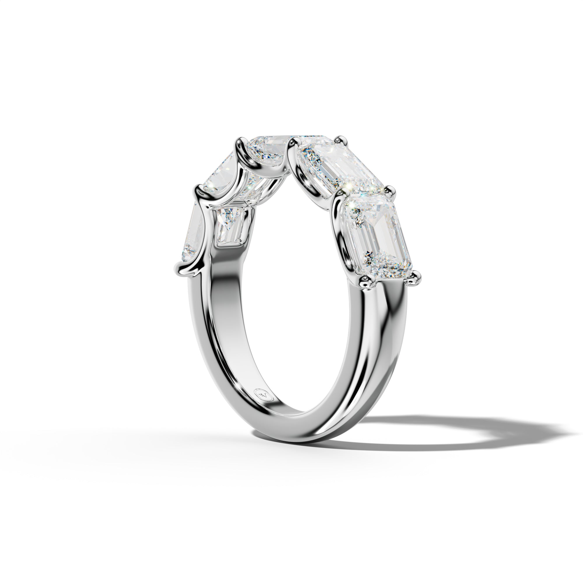 5.0 Carat East West Emerald Diamond Half Anniversary Band U Prong