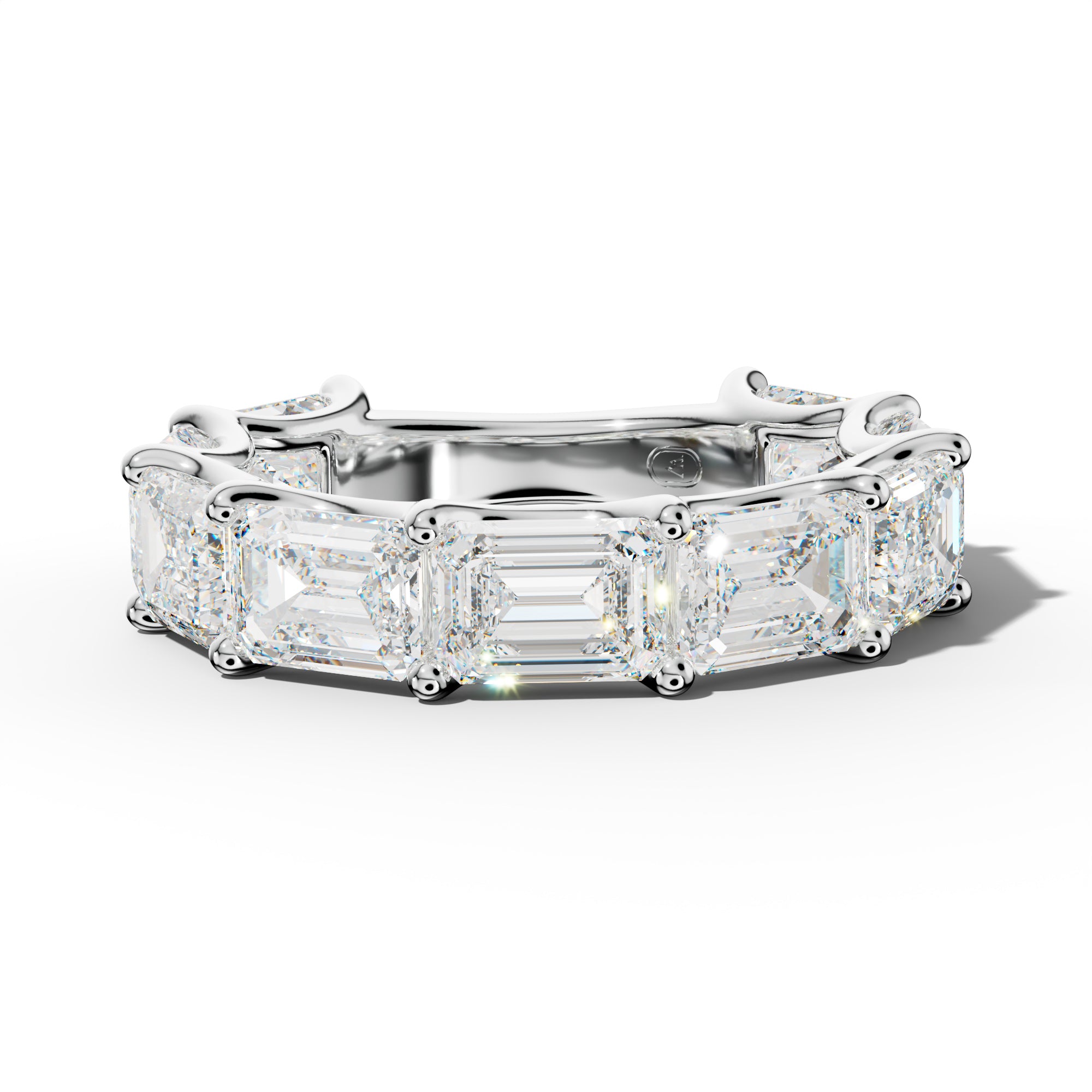 7.0 Carat East West Emerald Diamond 3/4 Anniversary Band U Prong
