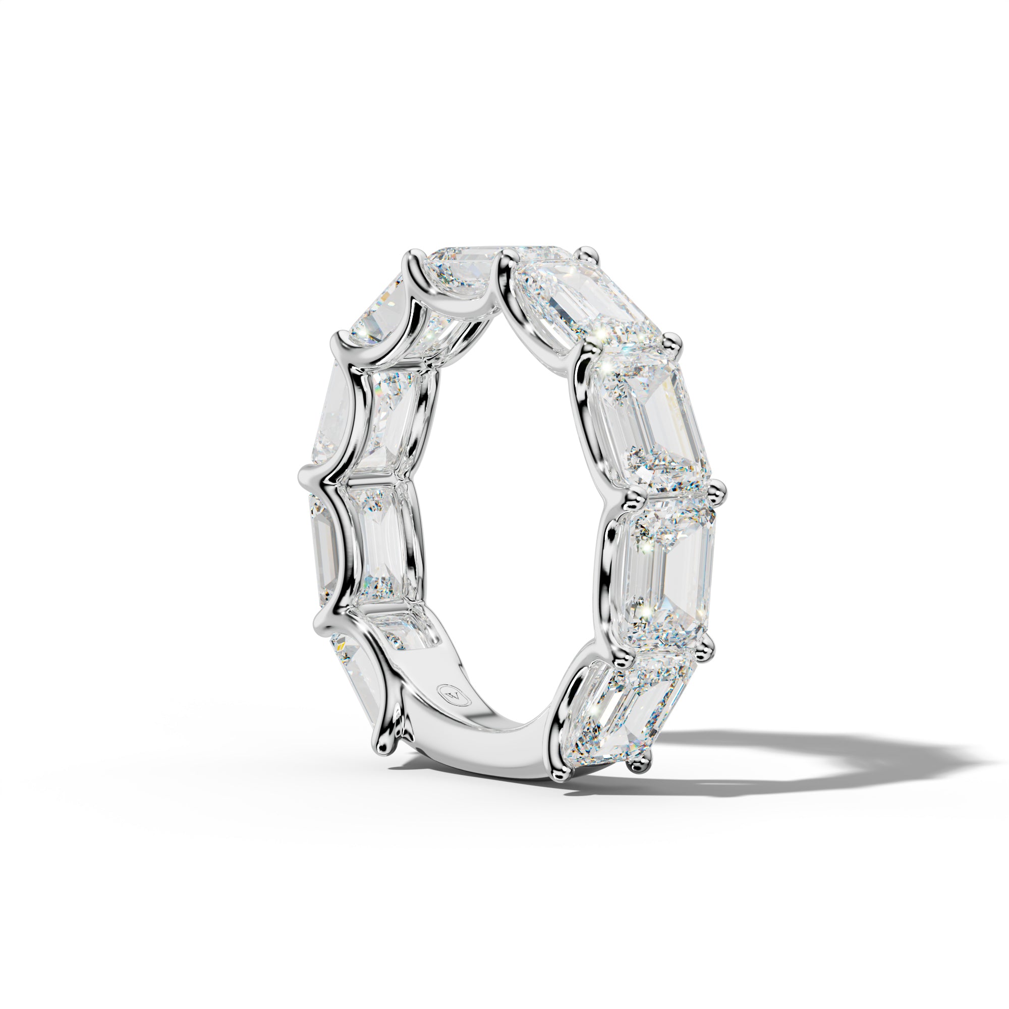 7.0 Carat East West Emerald Diamond 3/4 Anniversary Band U Prong