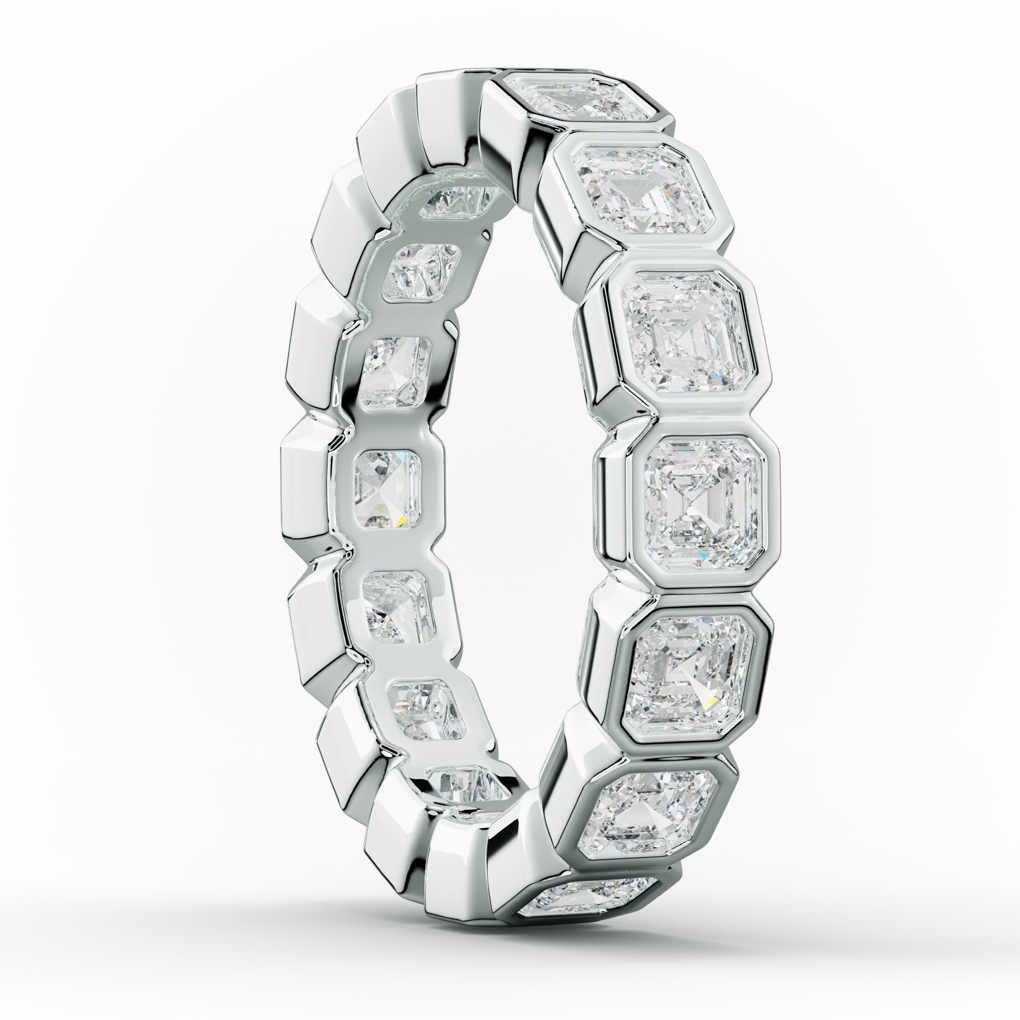 3.0 Carat Bezel Set Asscher Cut Diamond Eternity Band