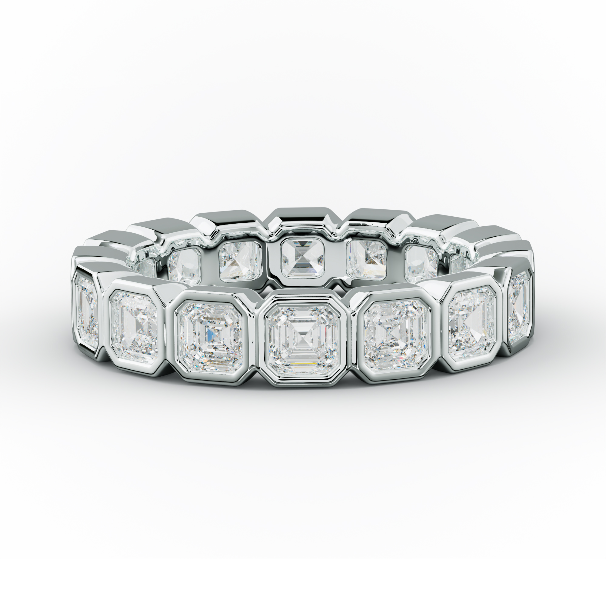 3.0 Carat Bezel Set Asscher Cut Diamond Eternity Band