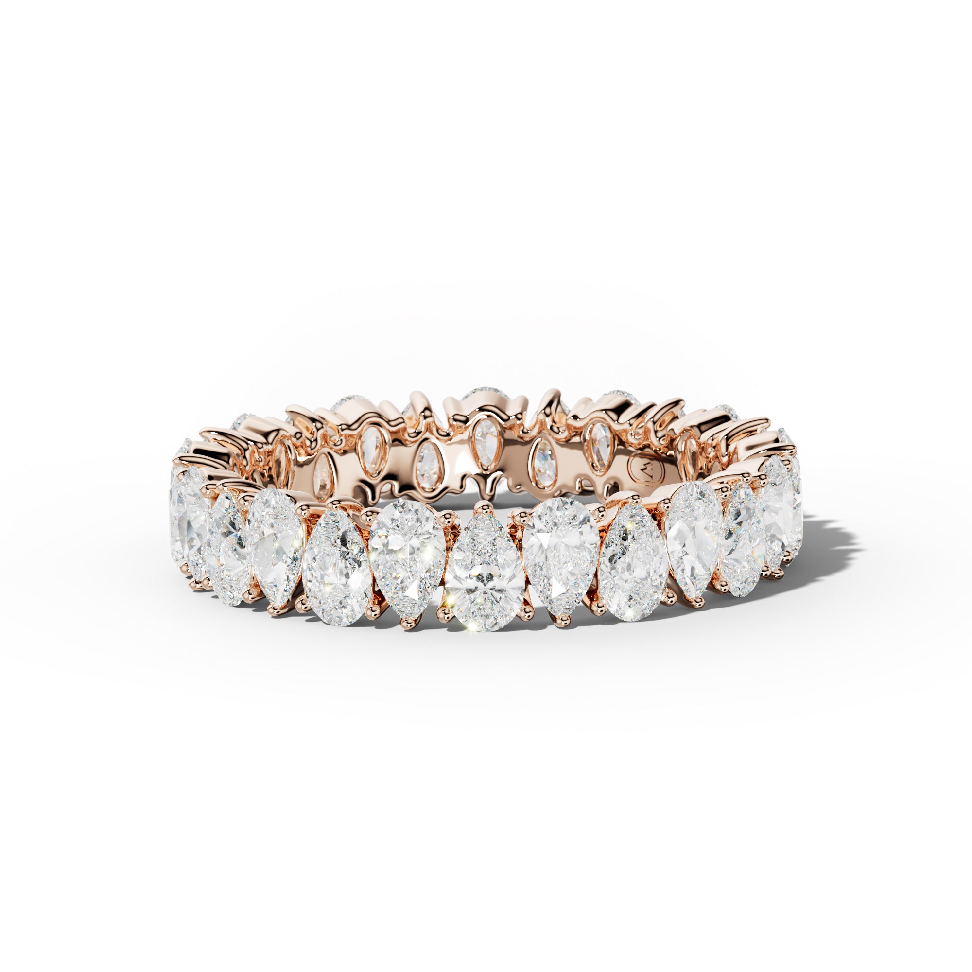 3.0 Carat Pear Shape Diamond Eternity Band Shared Prong  Low-Set Design