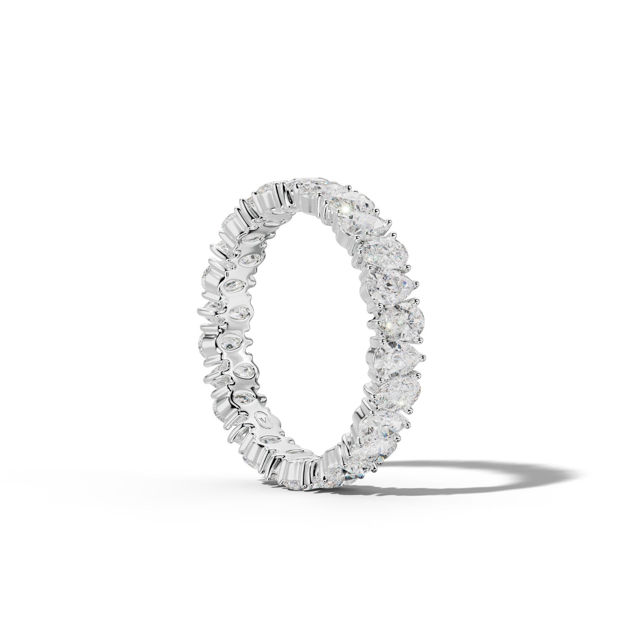 3.0 Carat Pear Shape Diamond Eternity Band Shared Prong  Low-Set Design