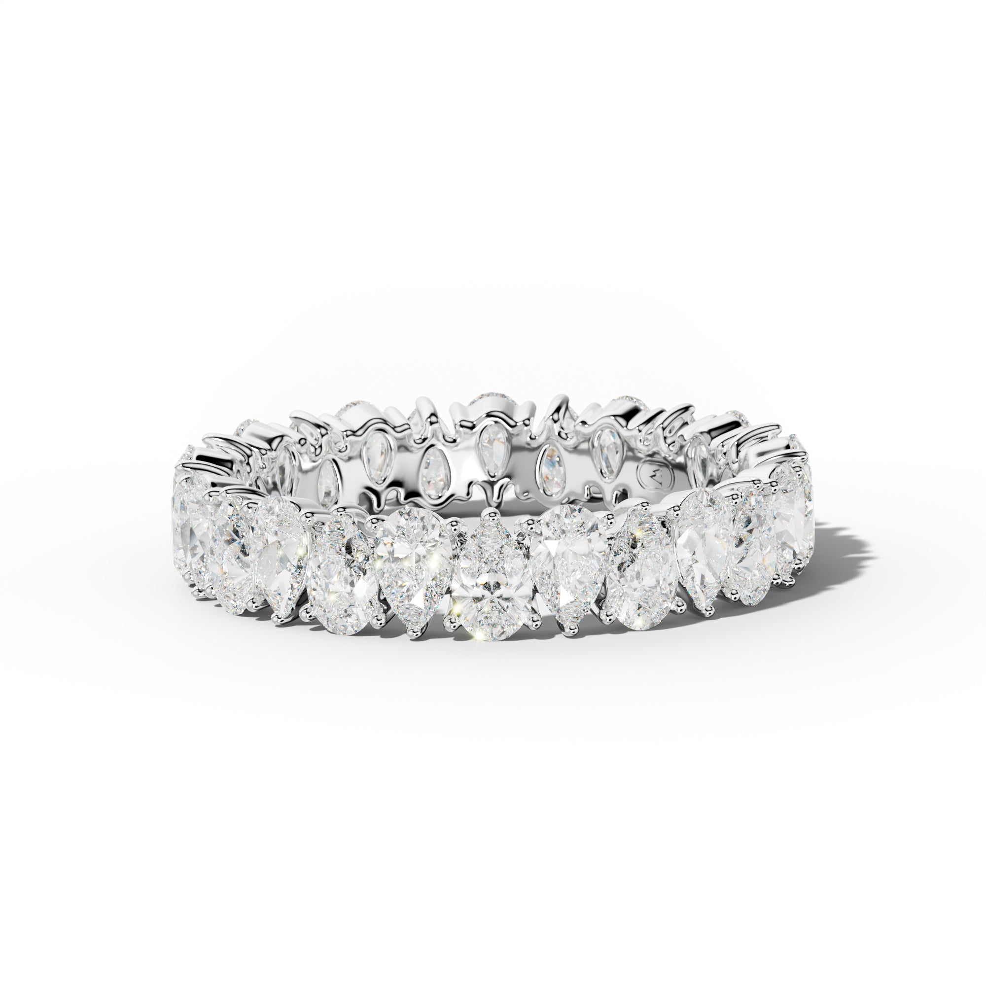 3.0 Carat Pear Shape Diamond Eternity Band Shared Prong  Low-Set Design