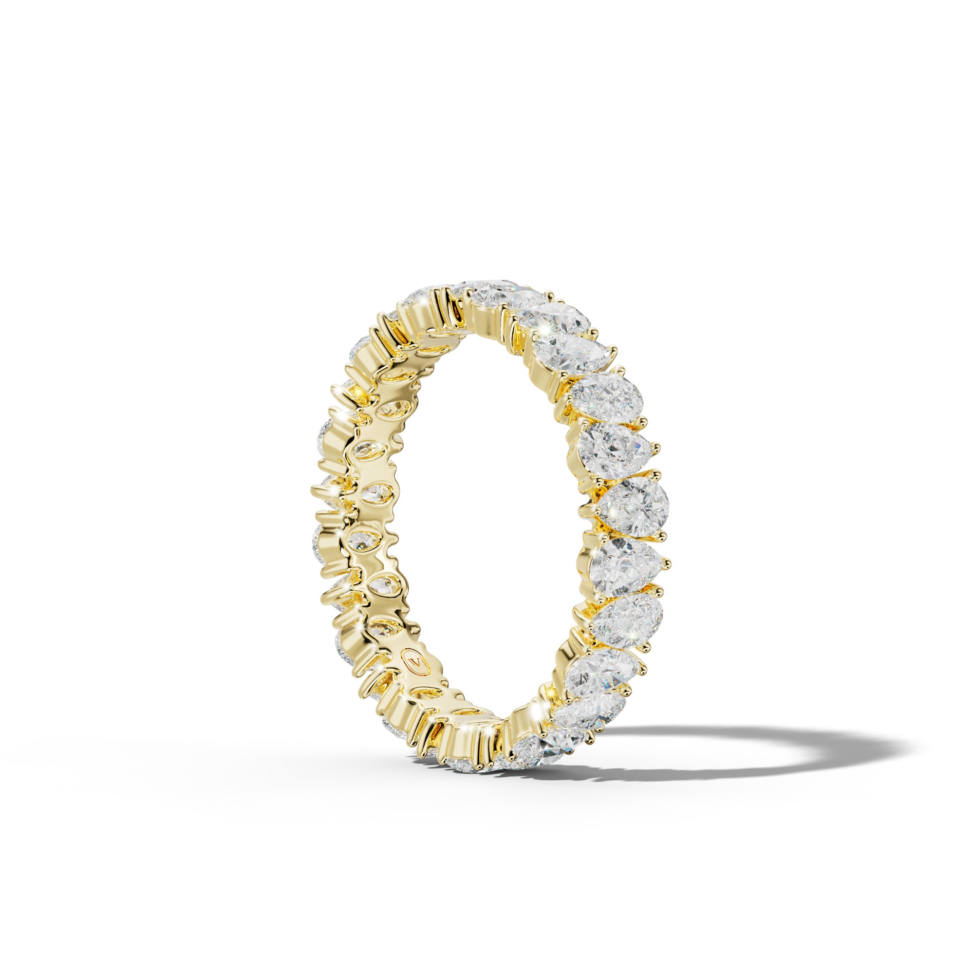 3.0 Carat Pear Shape Diamond Eternity Band Shared Prong  Low-Set Design
