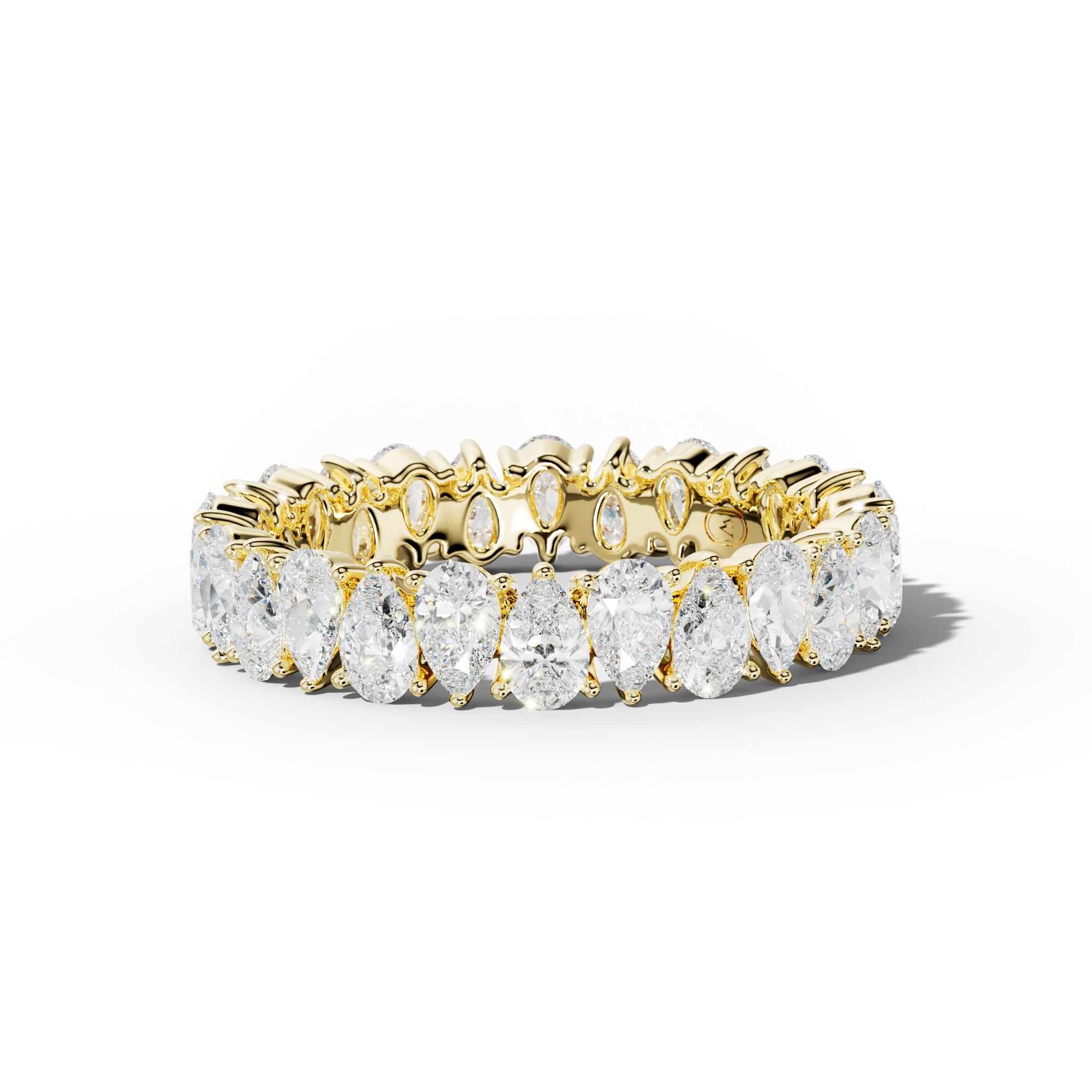 3.0 Carat Pear Shape Diamond Eternity Band Shared Prong  Low-Set Design