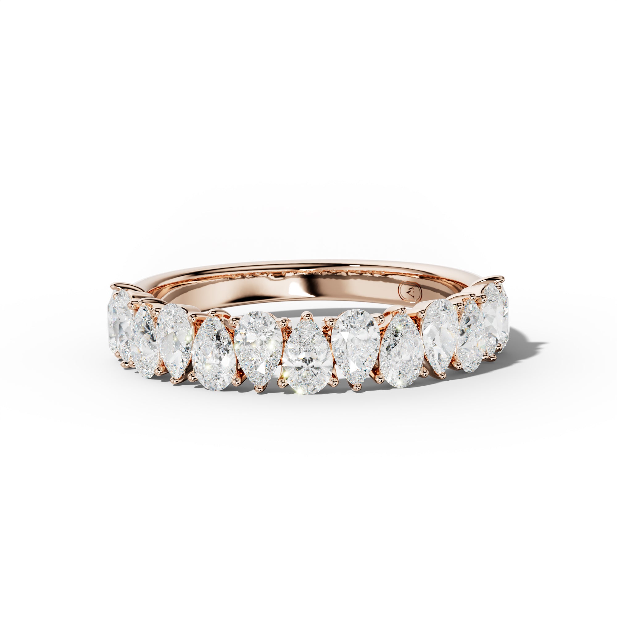 2.0 Carat Pear Shape Diamond Half Anniversary Band Shared Prong  Low-Set Design