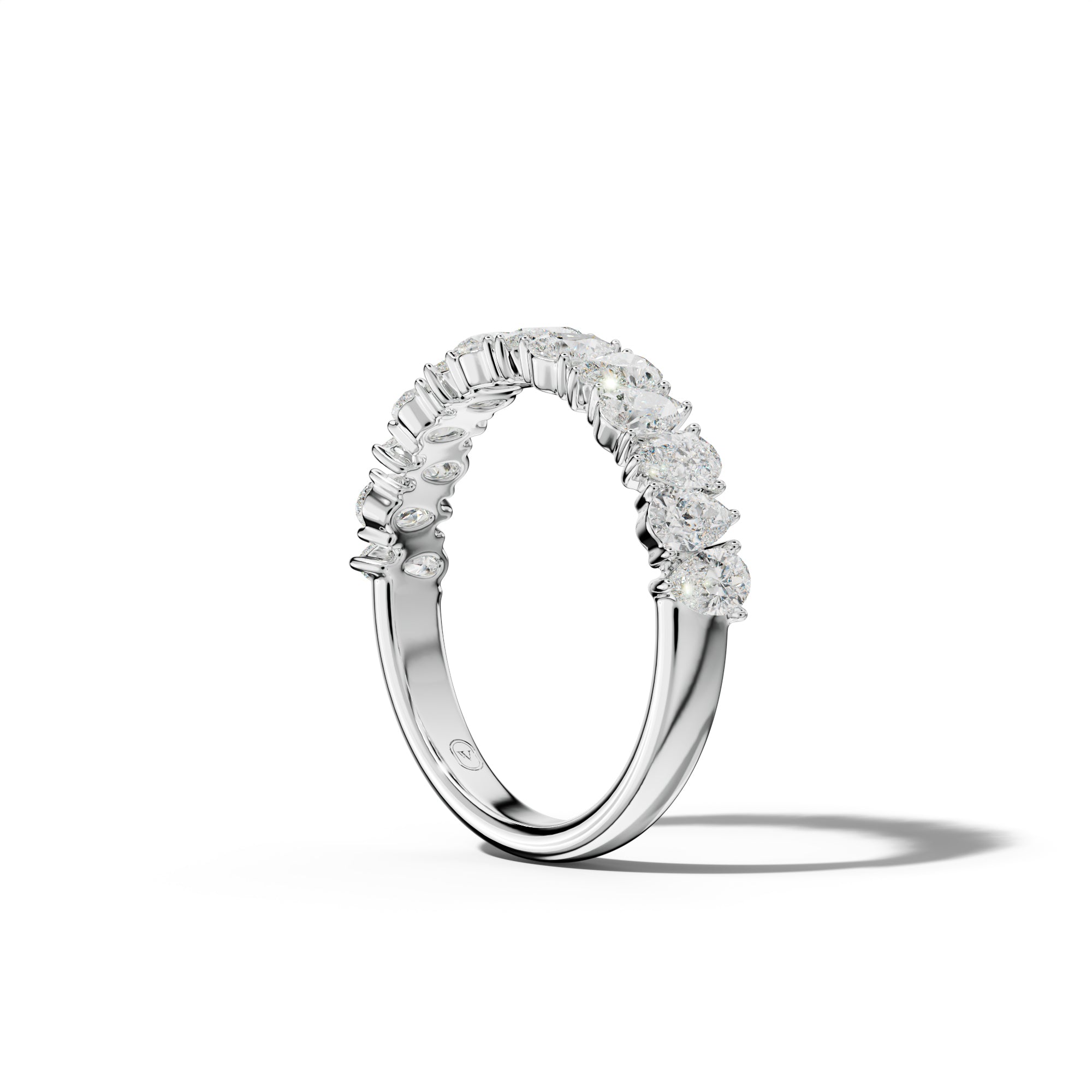 2.0 Carat Pear Shape Diamond Half Anniversary Band Shared Prong  Low-Set Design