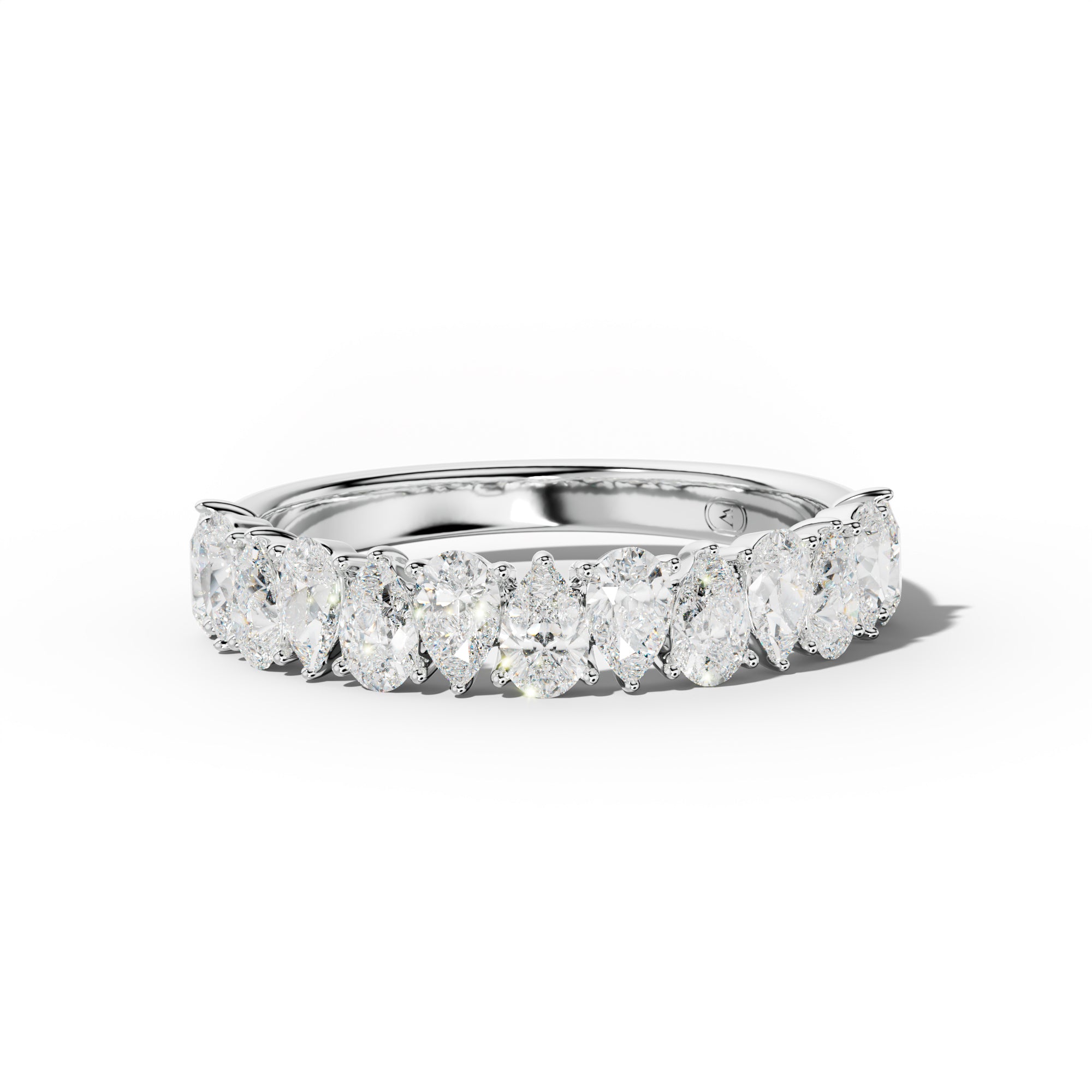 2.0 Carat Pear Shape Diamond Half Anniversary Band Shared Prong  Low-Set Design