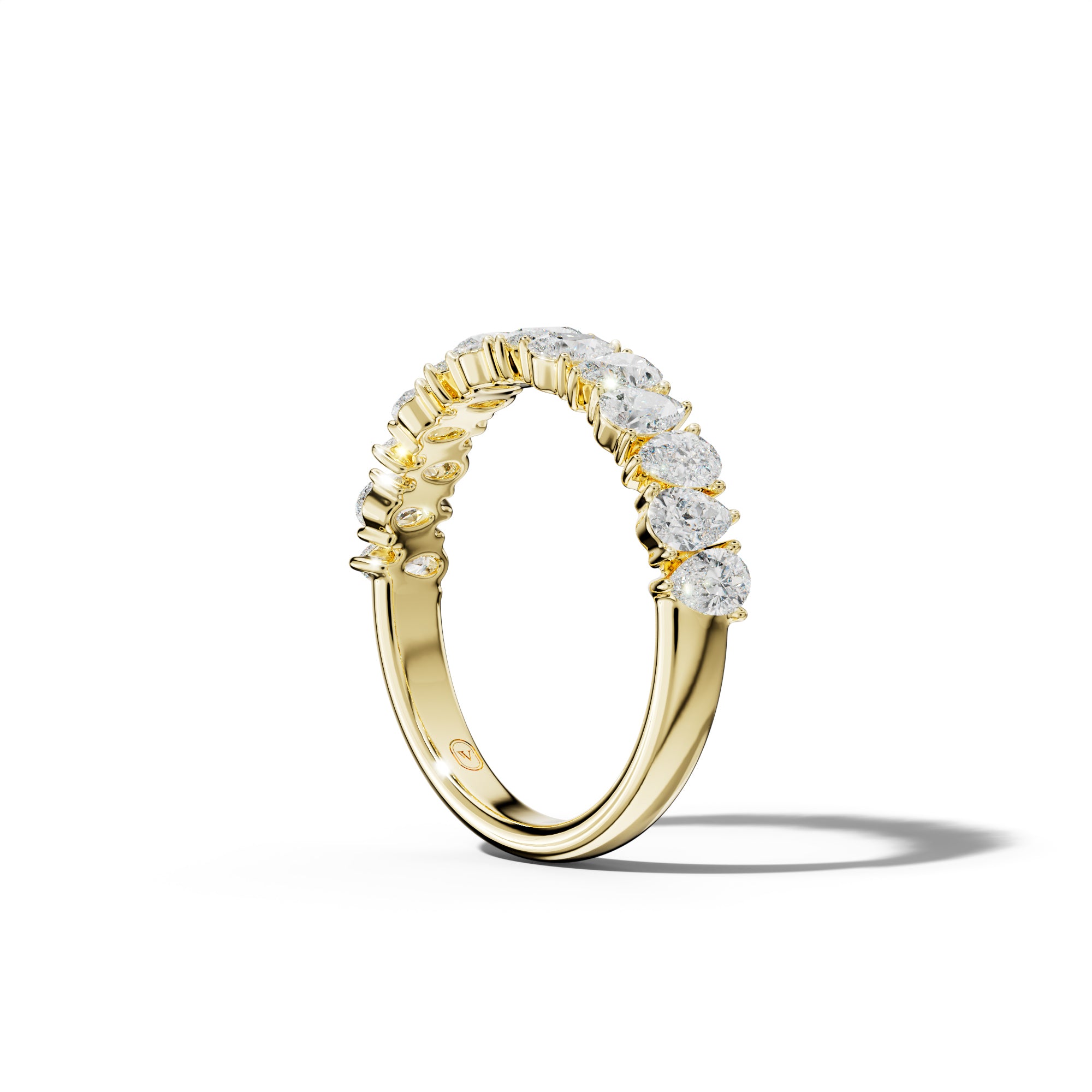 2.0 Carat Pear Shape Diamond Half Anniversary Band Shared Prong  Low-Set Design