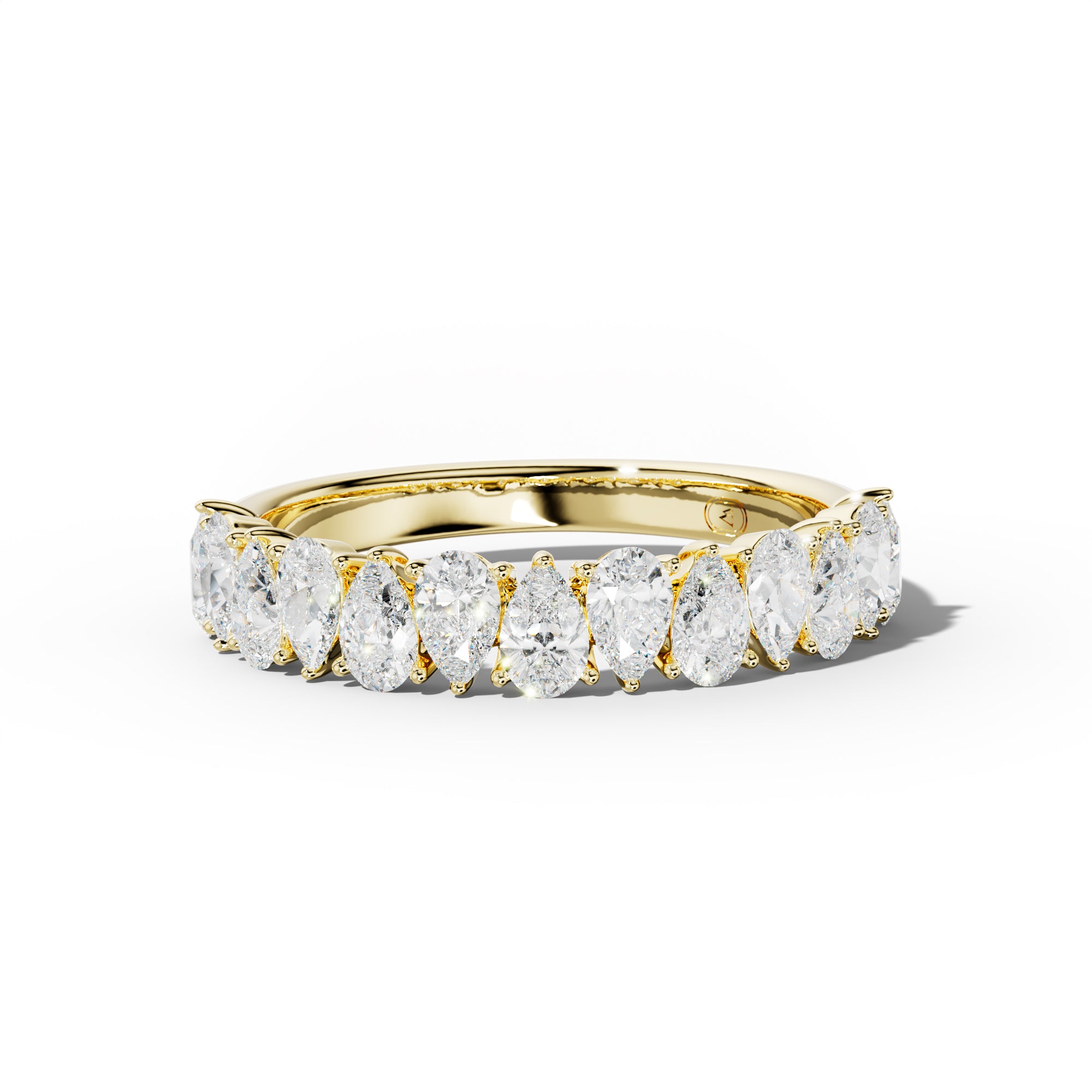 2.0 Carat Pear Shape Diamond Half Anniversary Band Shared Prong  Low-Set Design
