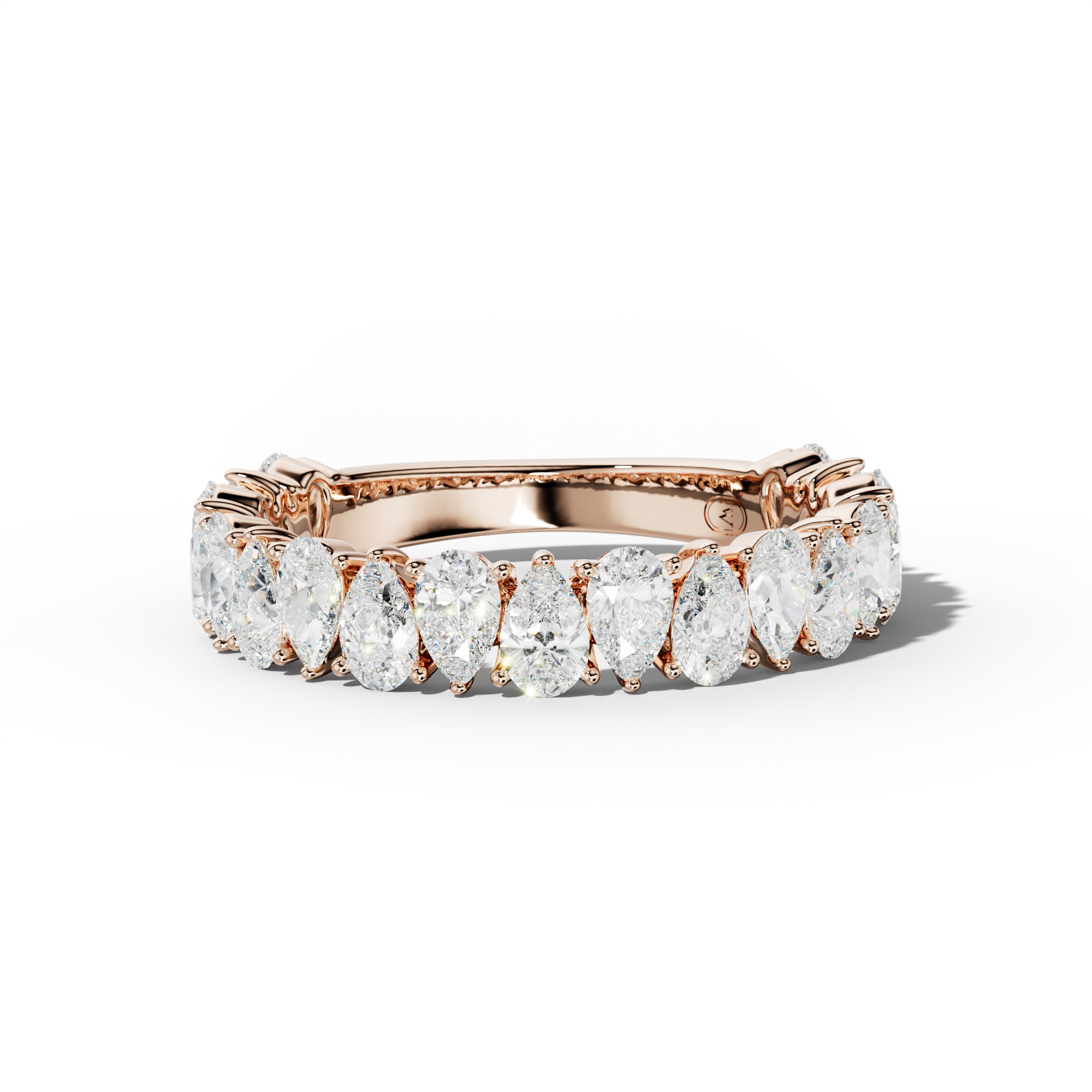 2.0 Carat Pear Shape Diamond 3/4 Anniversary Band Shared Prong  Low-Set Design