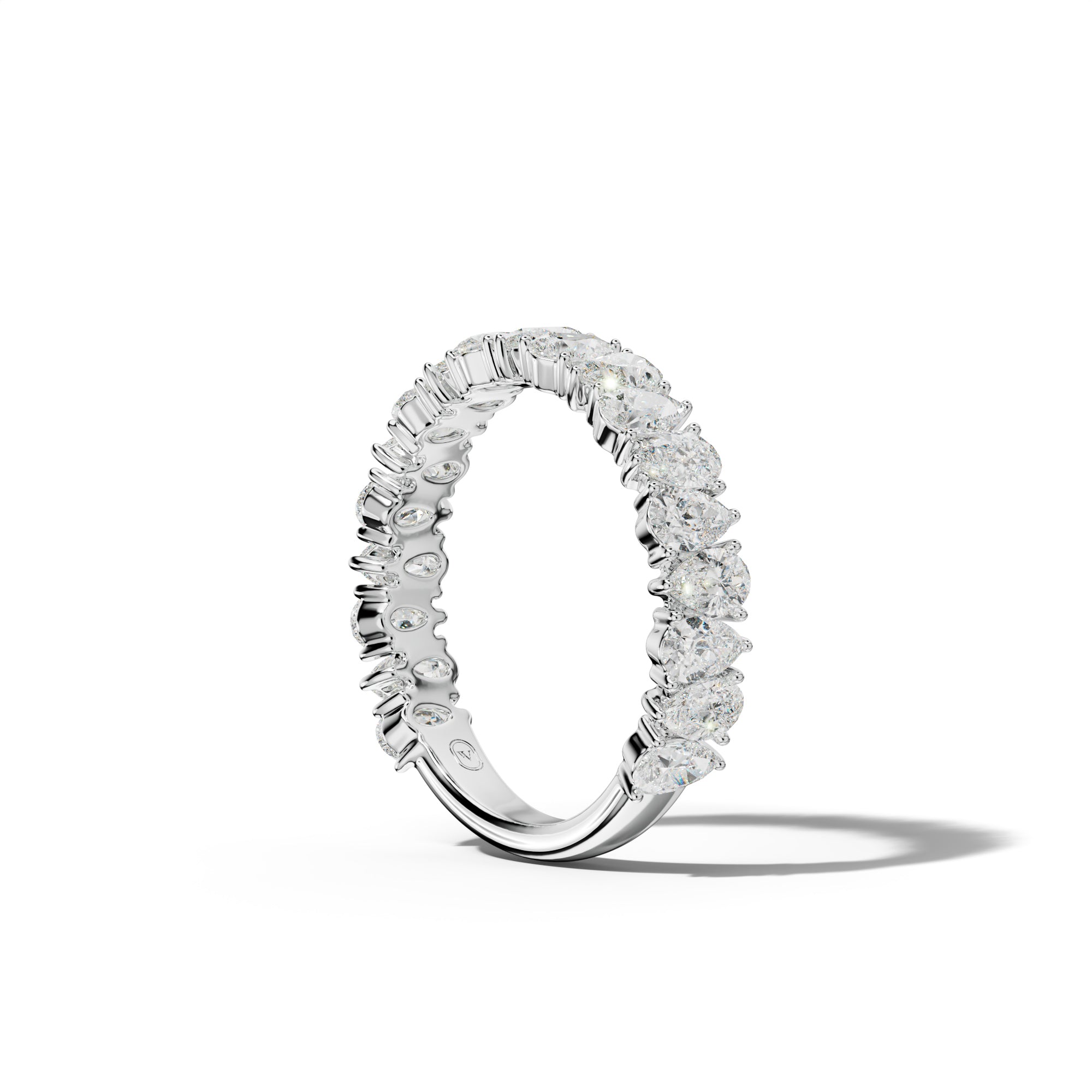 2.0 Carat Pear Shape Diamond 3/4 Anniversary Band Shared Prong  Low-Set Design
