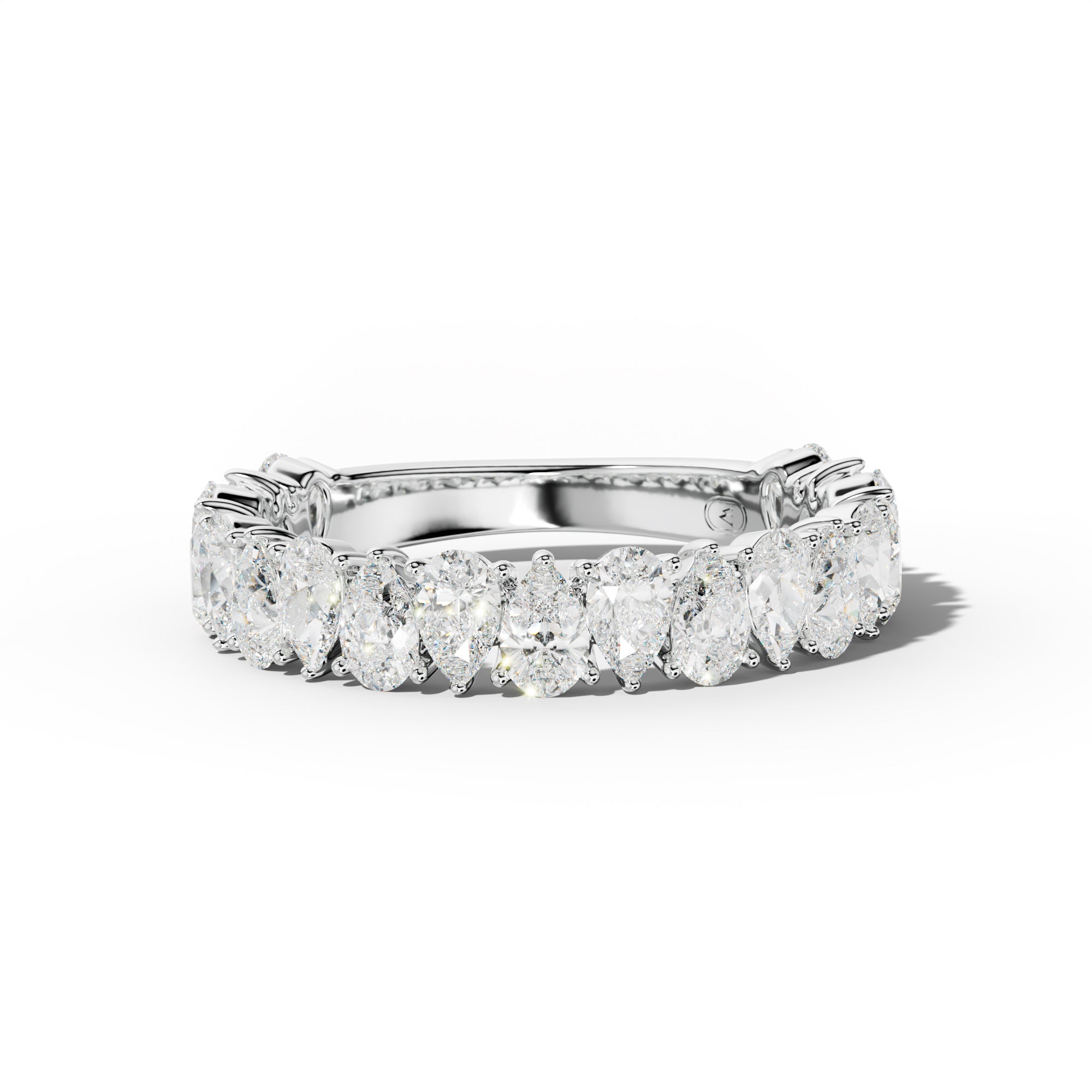 2.0 Carat Pear Shape Diamond 3/4 Anniversary Band Shared Prong  Low-Set Design