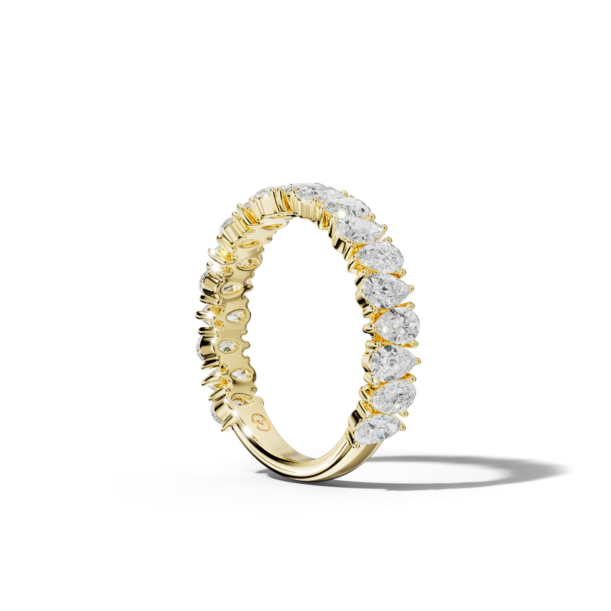 2.0 Carat Pear Shape Diamond 3/4 Anniversary Band Shared Prong  Low-Set Design