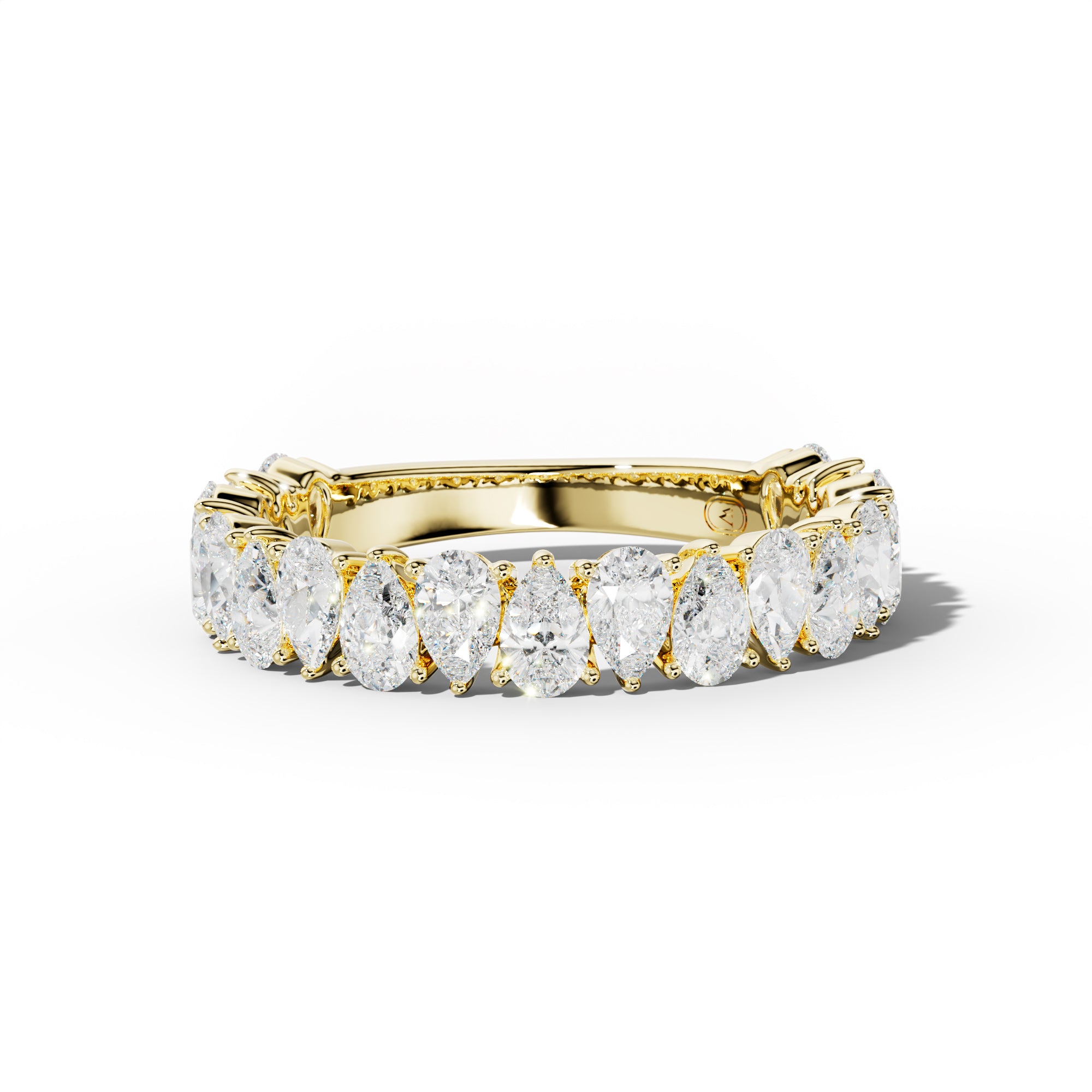 2.0 Carat Pear Shape Diamond 3/4 Anniversary Band Shared Prong  Low-Set Design
