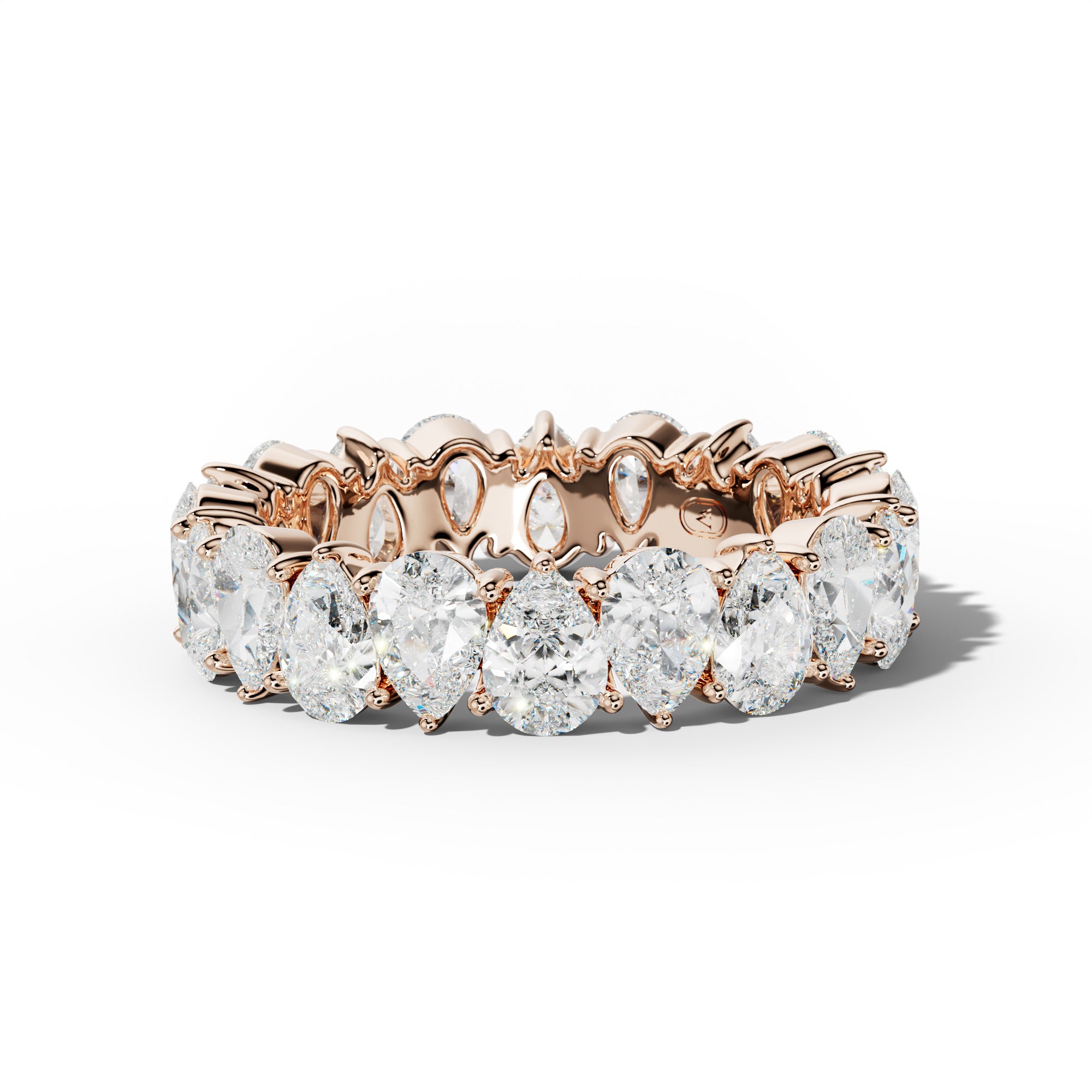 5.0 Carat Pear Shape Diamond Eternity Band Shared Prong  Low-Set Design