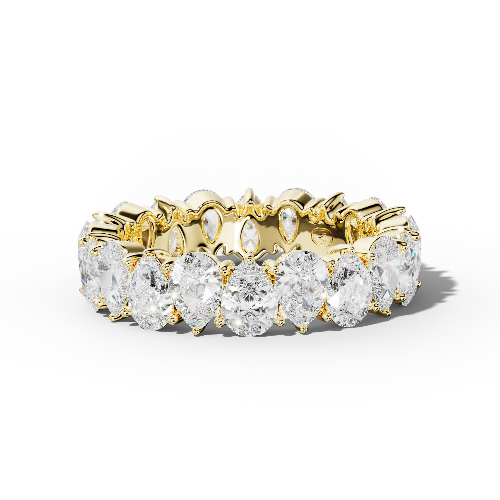 5.0 Carat Pear Shape Diamond Eternity Band Shared Prong  Low-Set Design