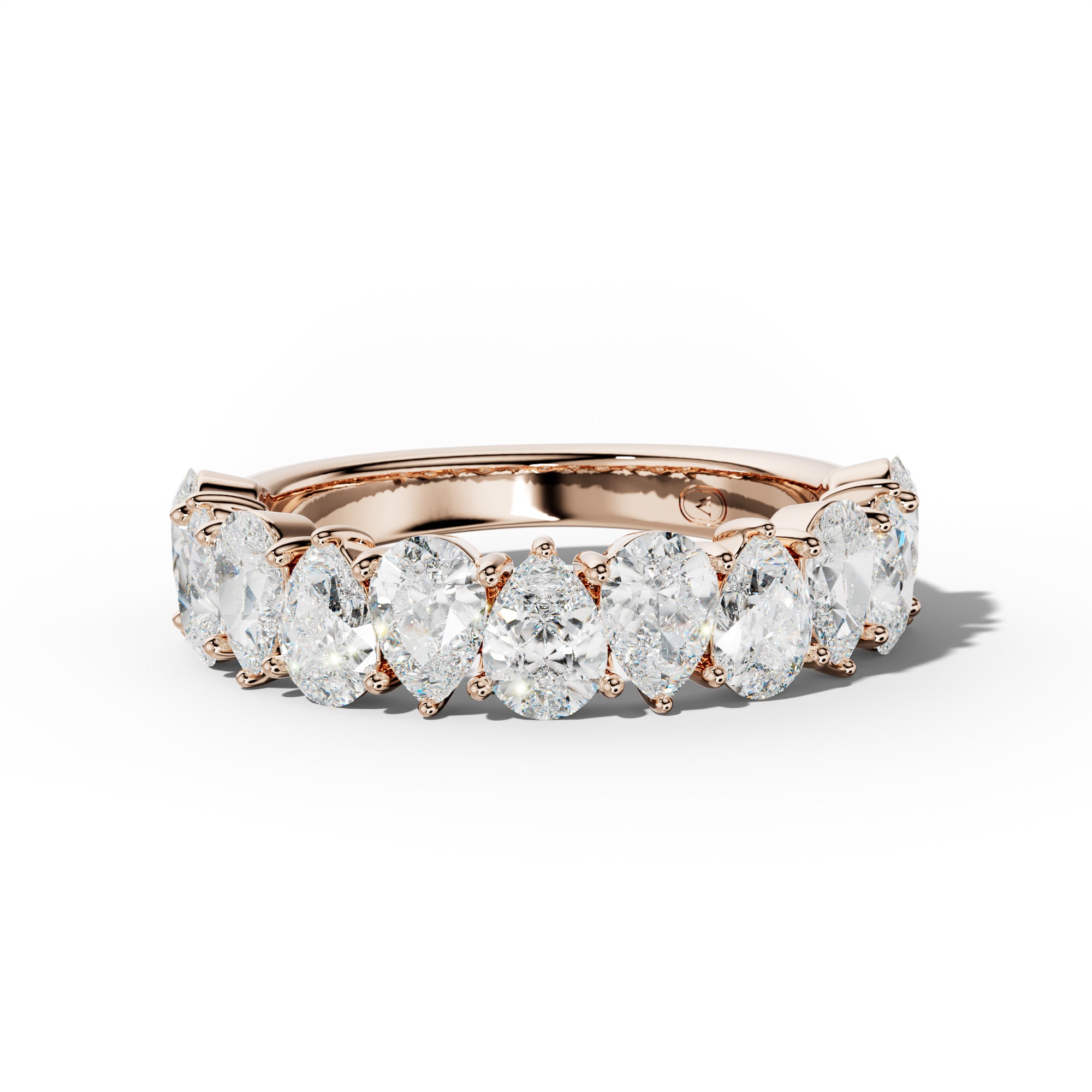 3.0 Carat Pear Shape Diamond Half Anniversary Band Shared Prong  Low-Set Design