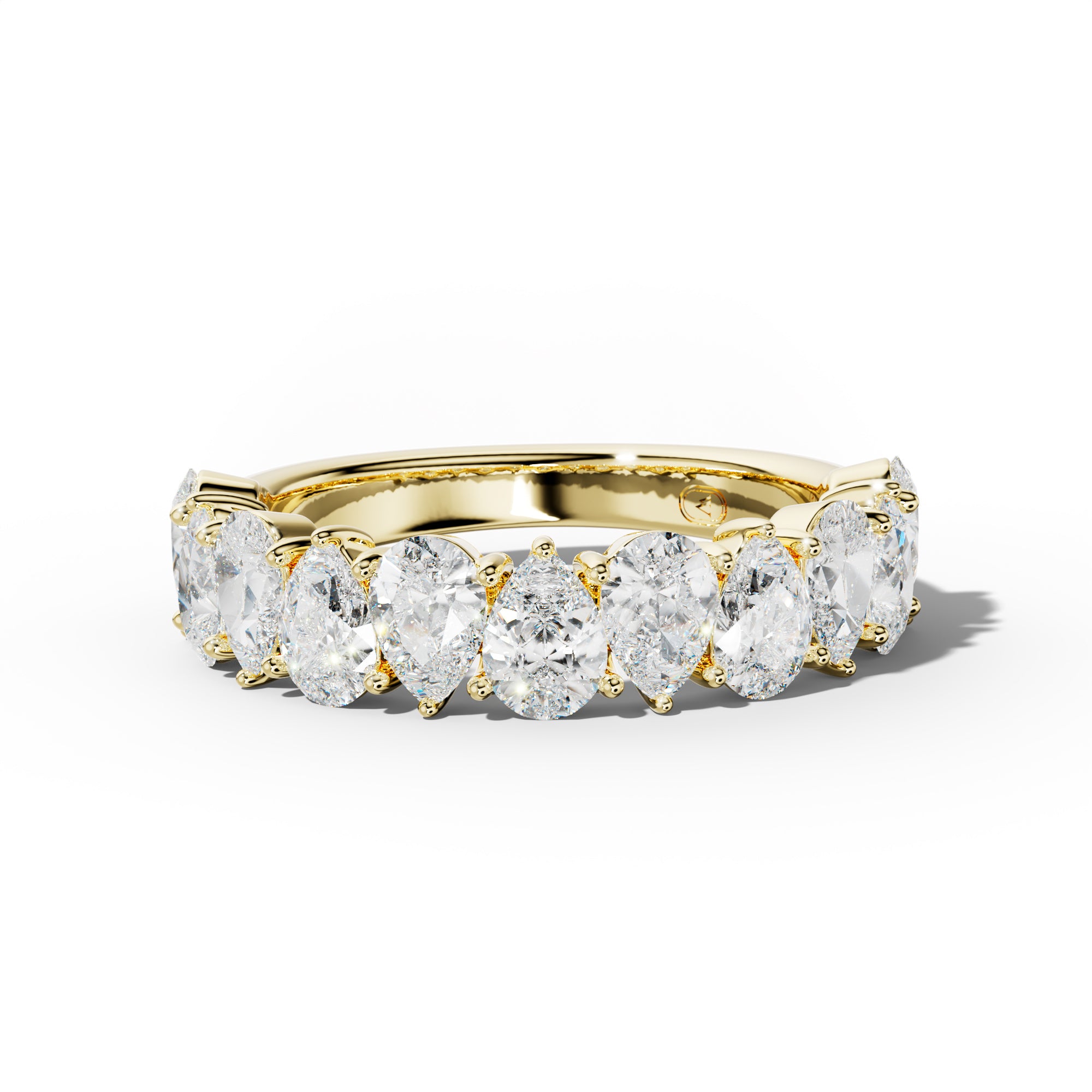 3.0 Carat Pear Shape Diamond Half Anniversary Band Shared Prong  Low-Set Design