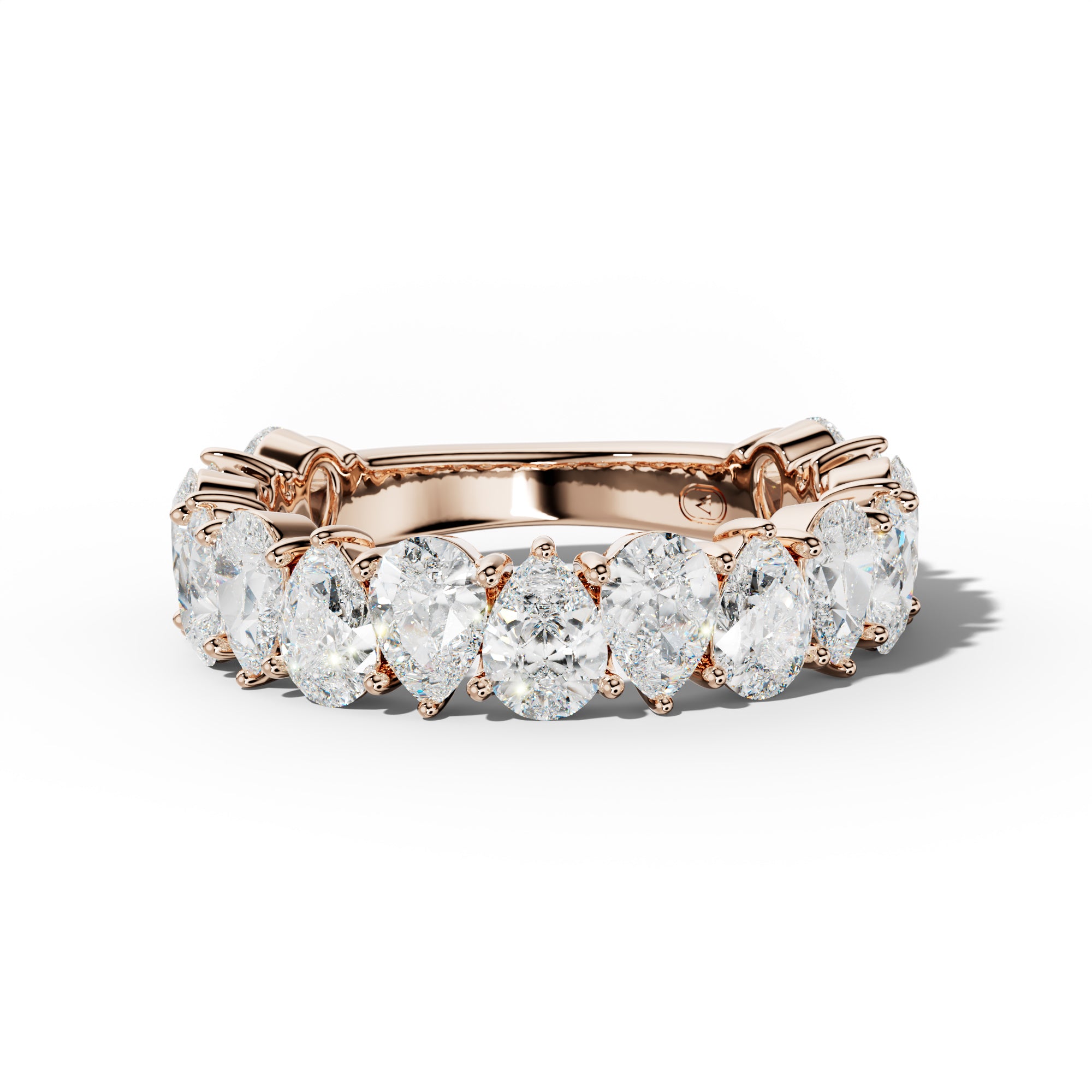4.0 Carat Pear Shape Diamond 3/4 Anniversary Band Shared Prong  Low-Set Design