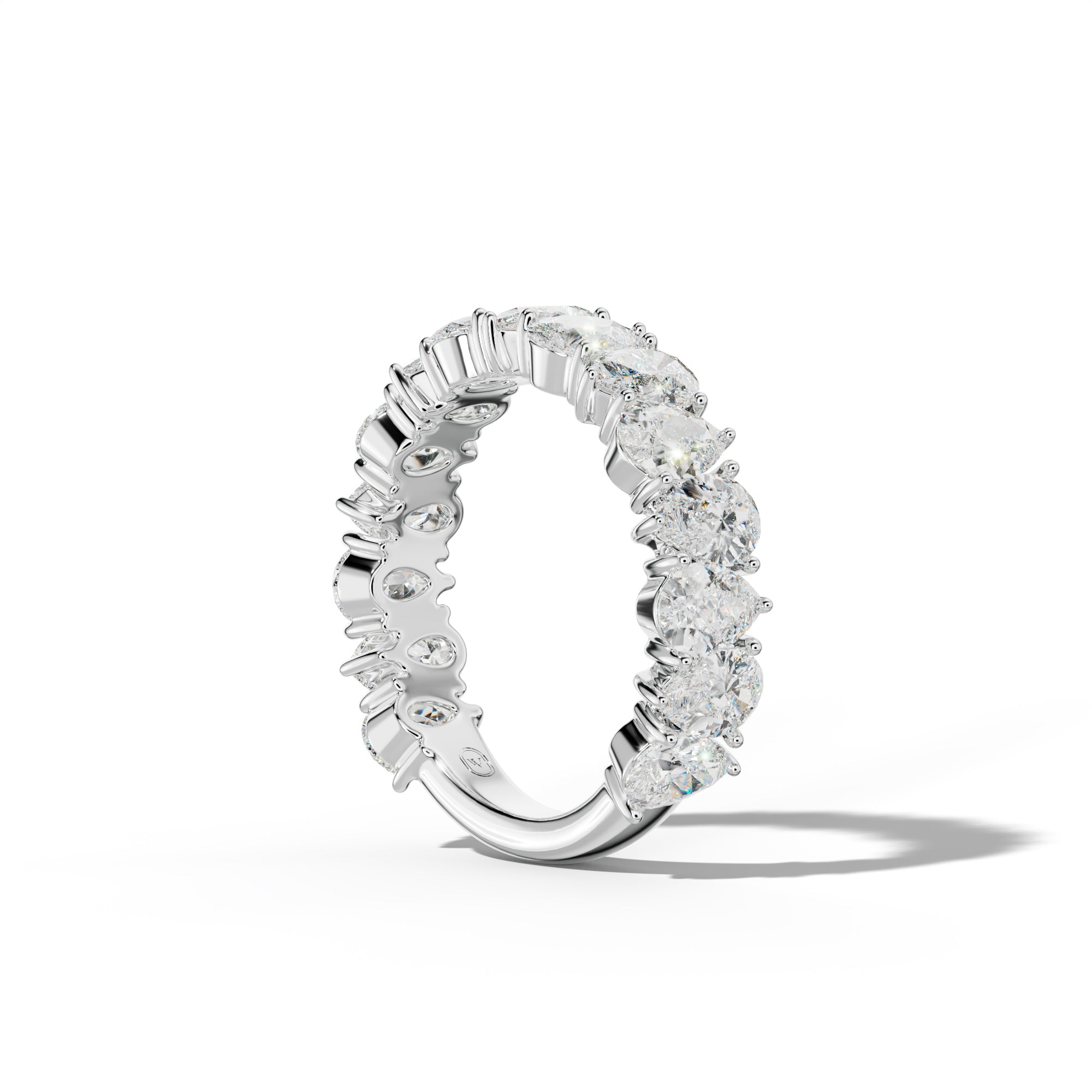 4.0 Carat Pear Shape Diamond 3/4 Anniversary Band Shared Prong  Low-Set Design