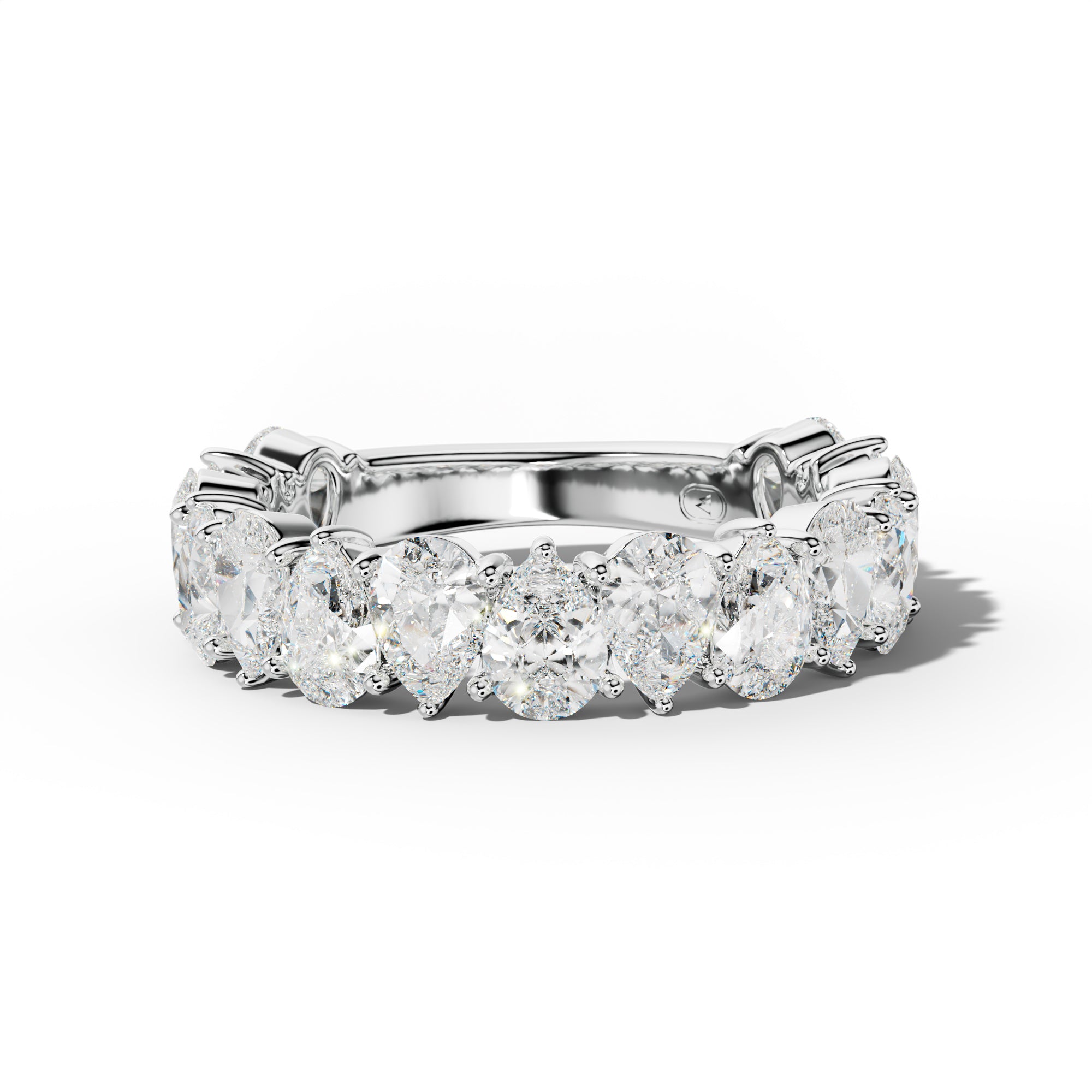 4.0 Carat Pear Shape Diamond 3/4 Anniversary Band Shared Prong  Low-Set Design