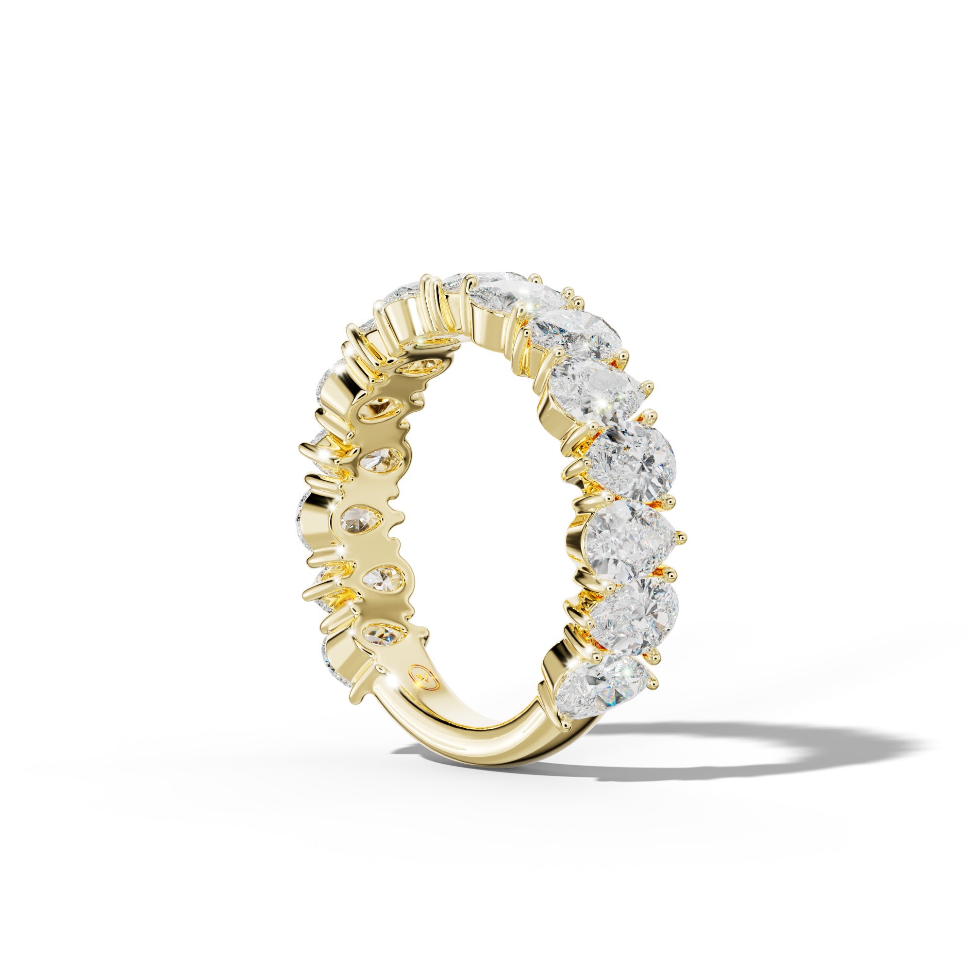 4.0 Carat Pear Shape Diamond 3/4 Anniversary Band Shared Prong  Low-Set Design