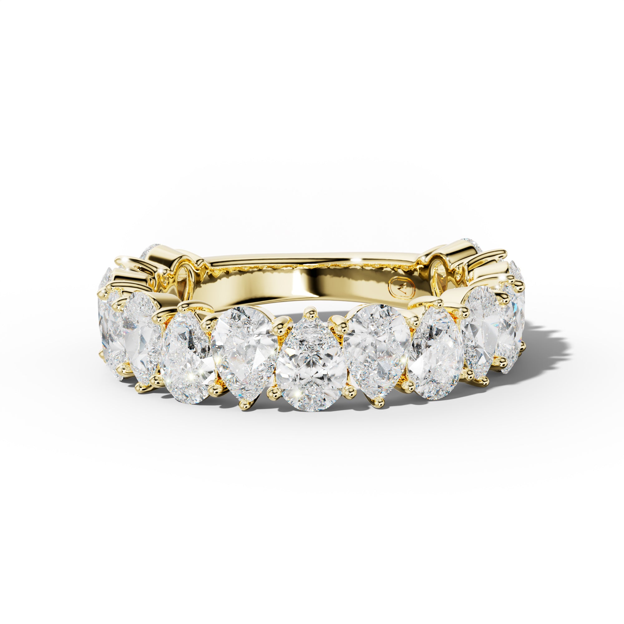 4.0 Carat Pear Shape Diamond 3/4 Anniversary Band Shared Prong  Low-Set Design