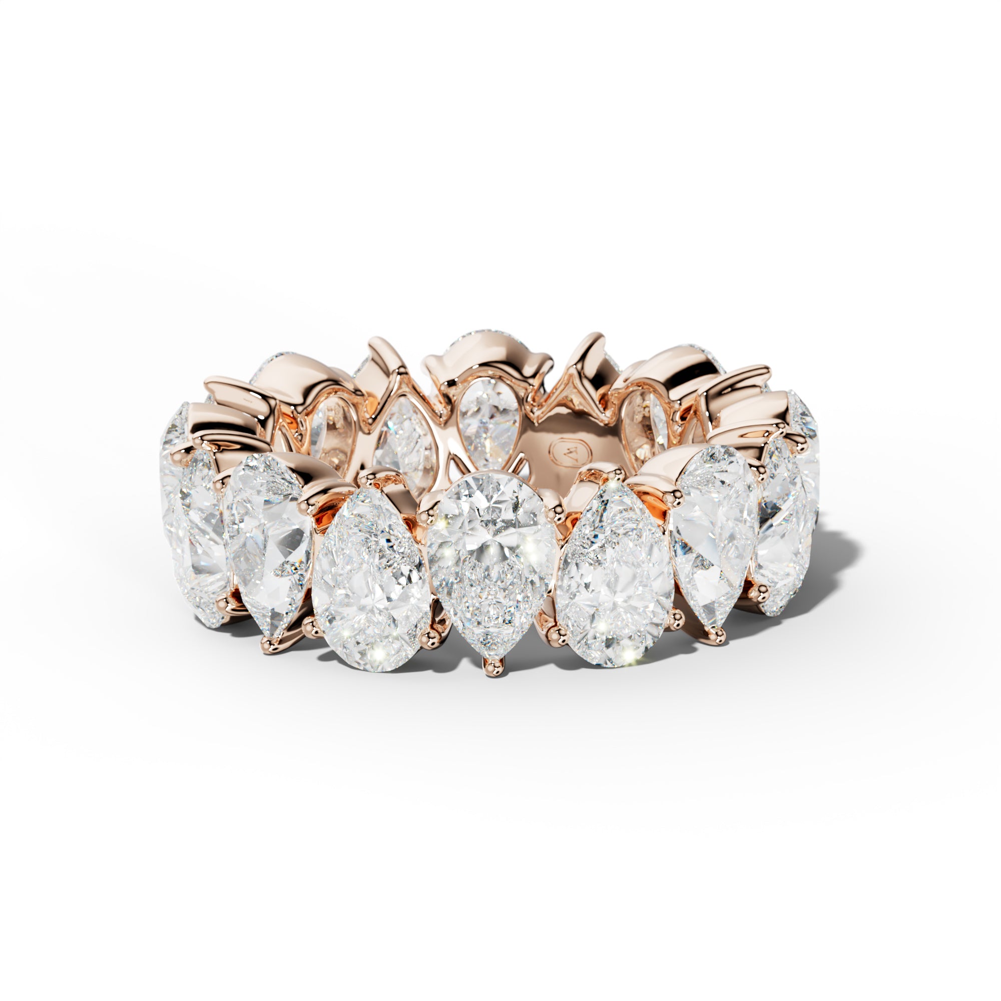 9.0 Carat Pear Shape Diamond Eternity Band Shared Prong  Low-Set Design