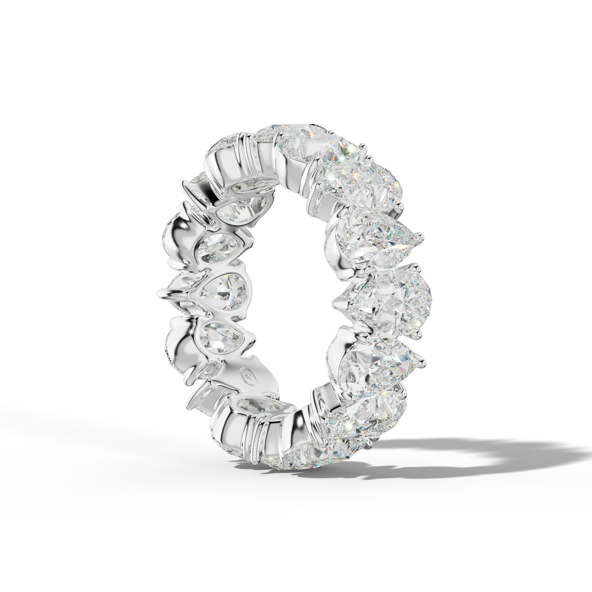 9.0 Carat Pear Shape Diamond Eternity Band Shared Prong  Low-Set Design