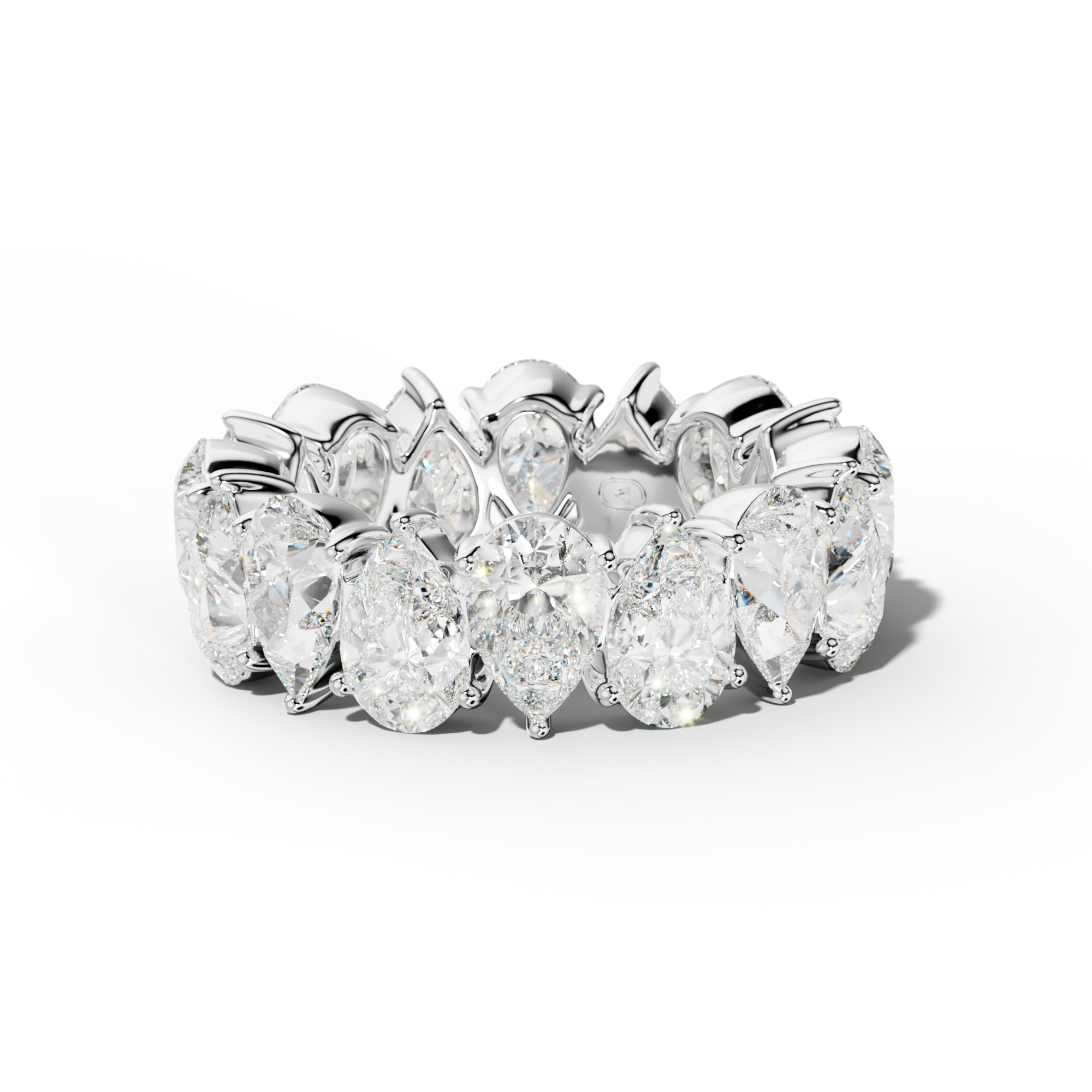 9.0 Carat Pear Shape Diamond Eternity Band Shared Prong  Low-Set Design