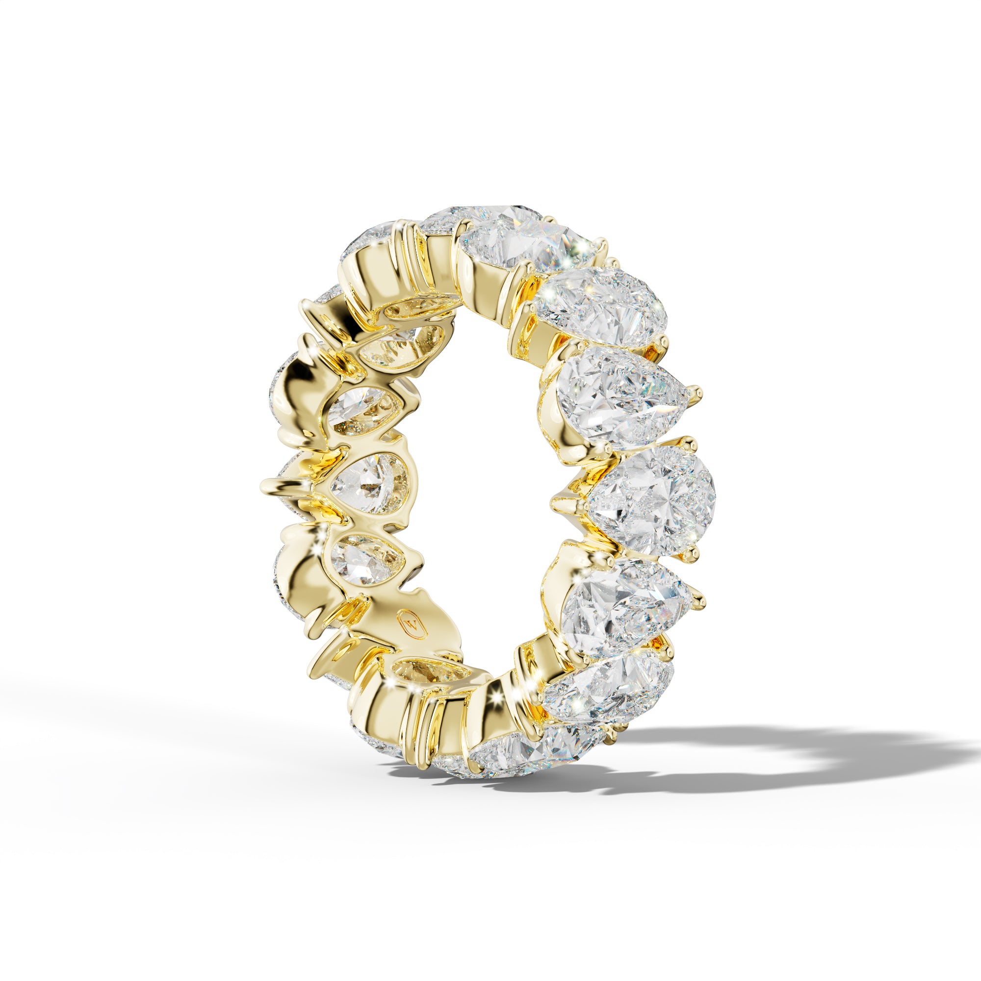 9.0 Carat Pear Shape Diamond Eternity Band Shared Prong  Low-Set Design