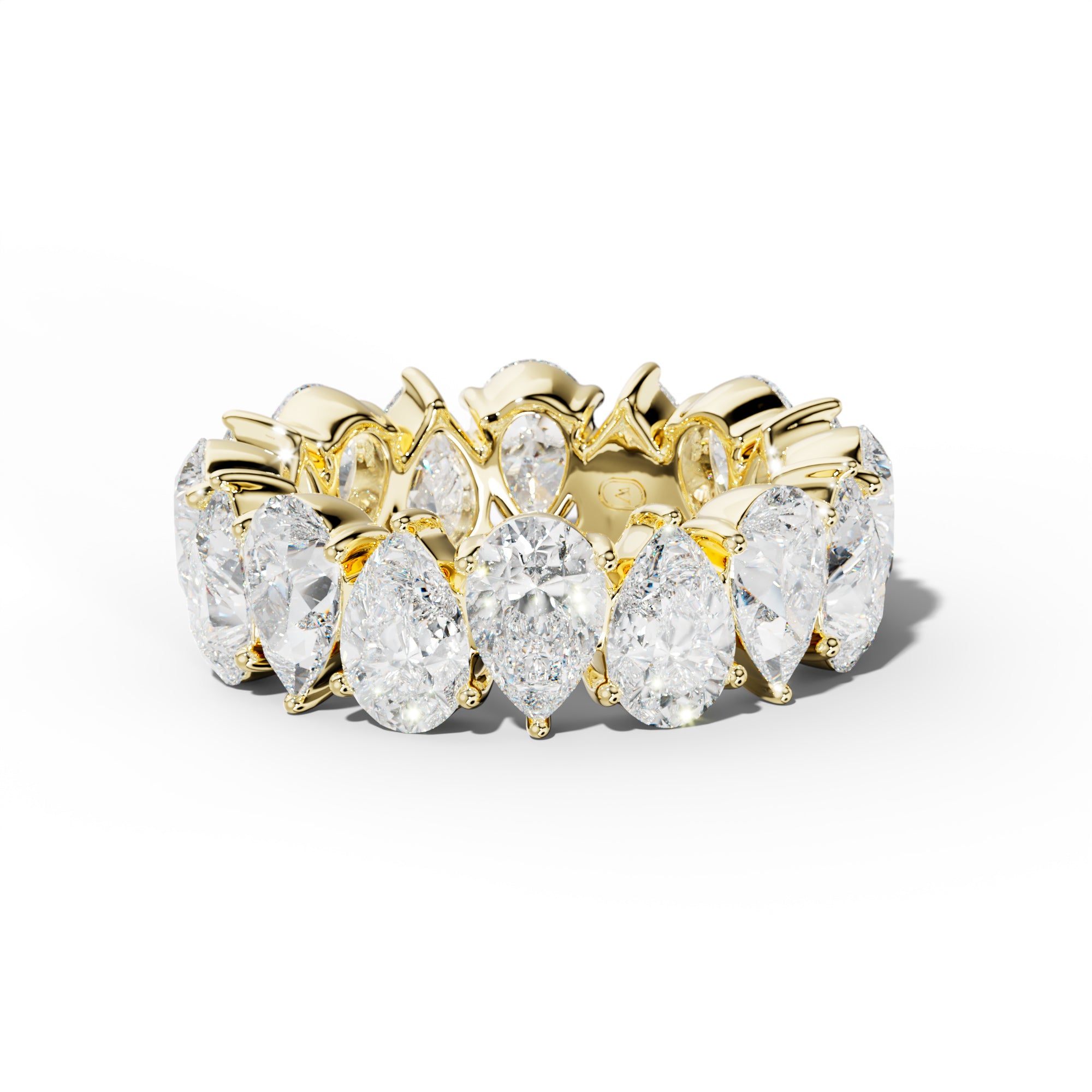 9.0 Carat Pear Shape Diamond Eternity Band Shared Prong  Low-Set Design