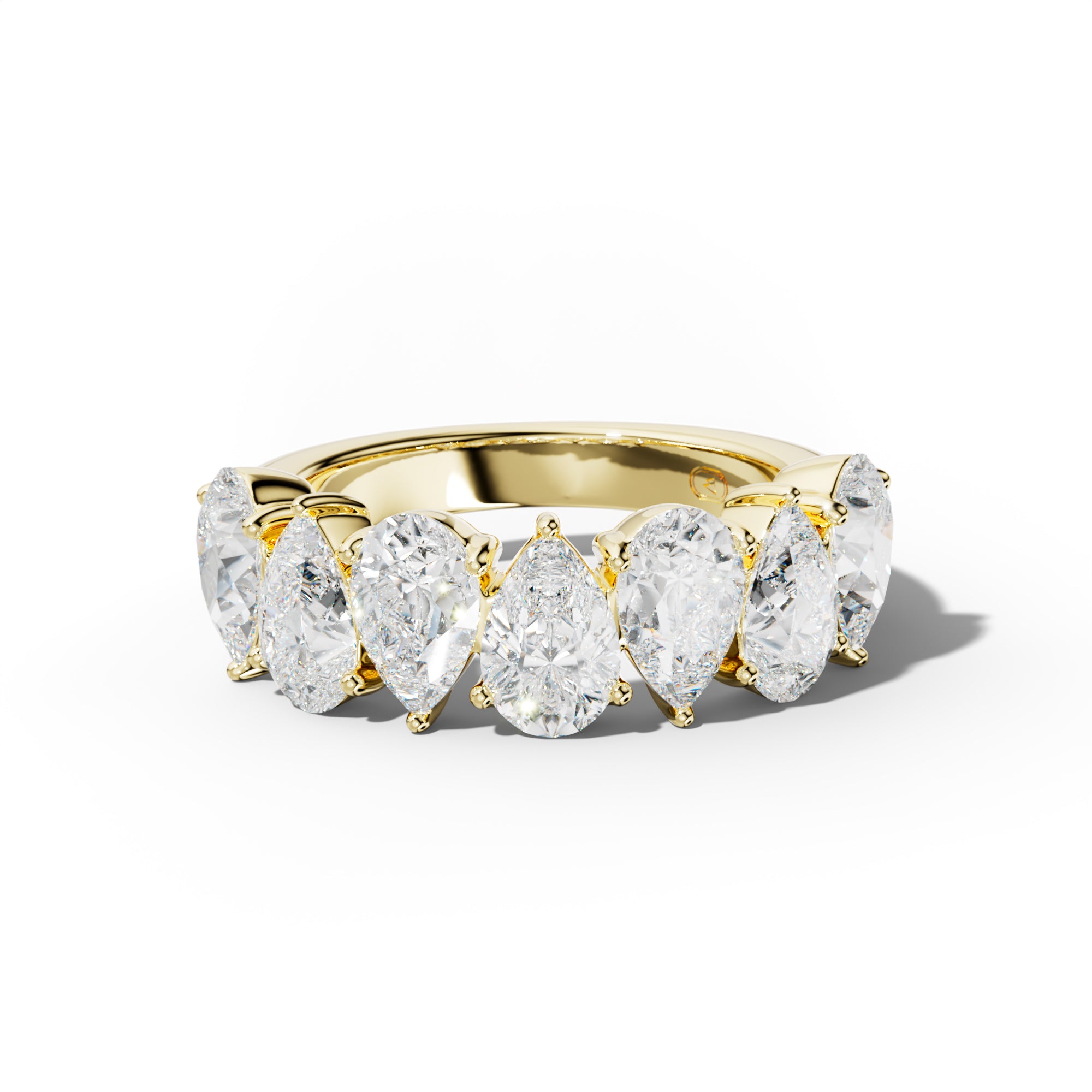 5.0 Carat Pear Shape Diamond Half Anniversary Band Shared Prong  Low-Set Design