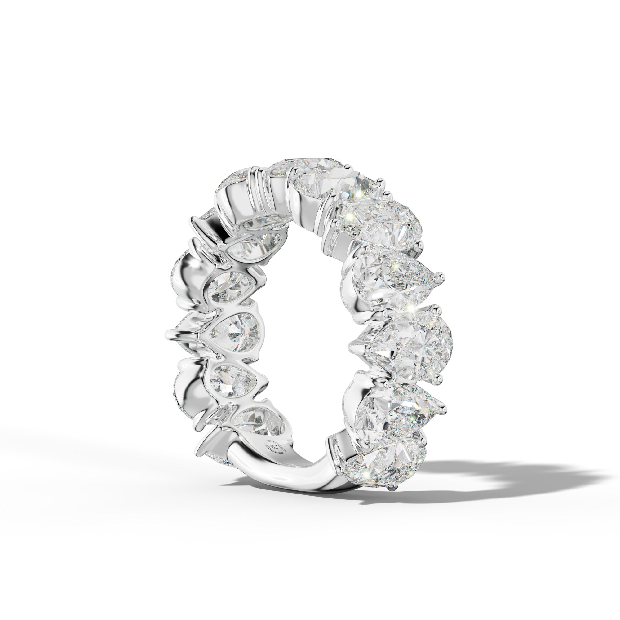 7.0 Carat Pear Shape Diamond 3/4 Anniversary Band Shared Prong  Low-Set Design