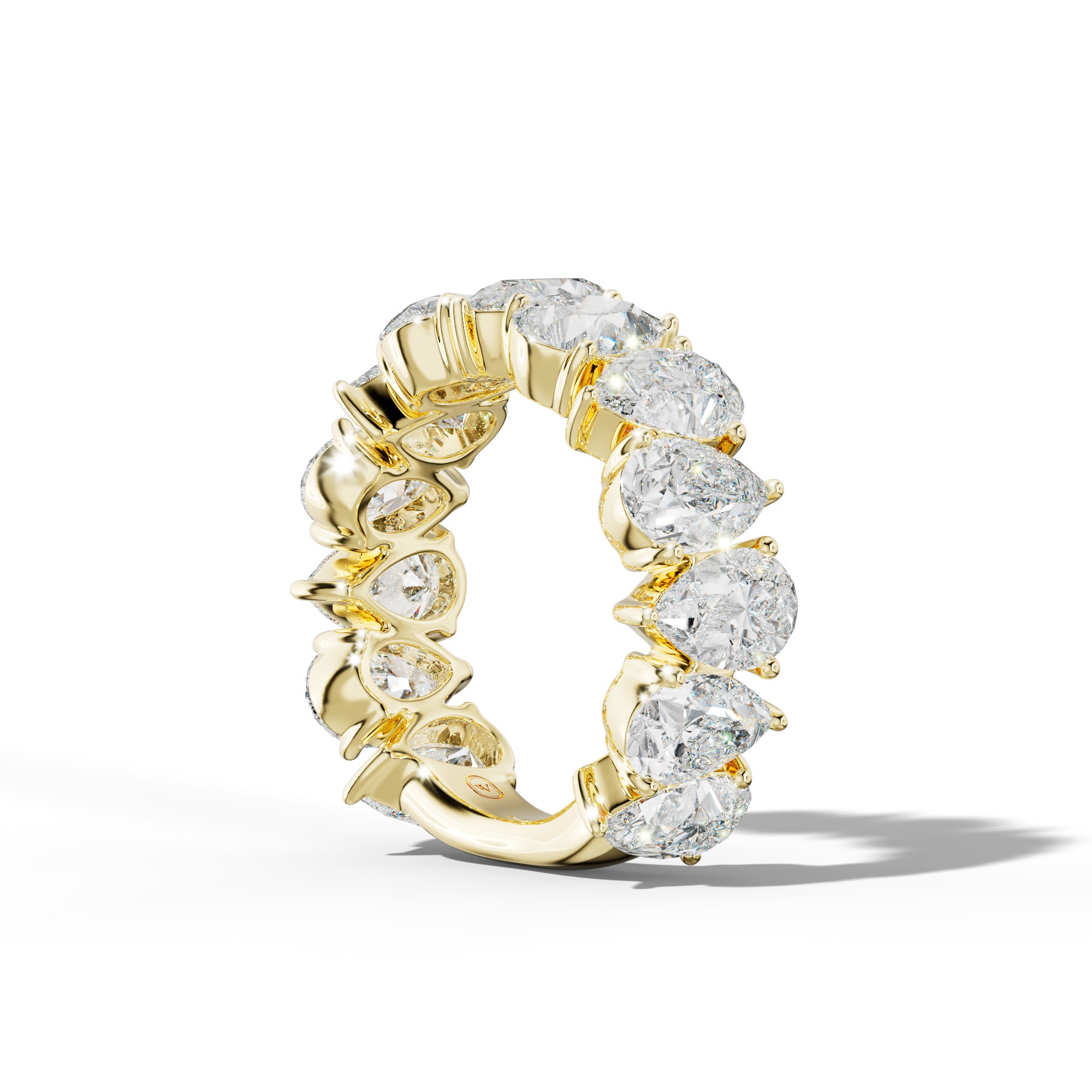 7.0 Carat Pear Shape Diamond 3/4 Anniversary Band Shared Prong  Low-Set Design