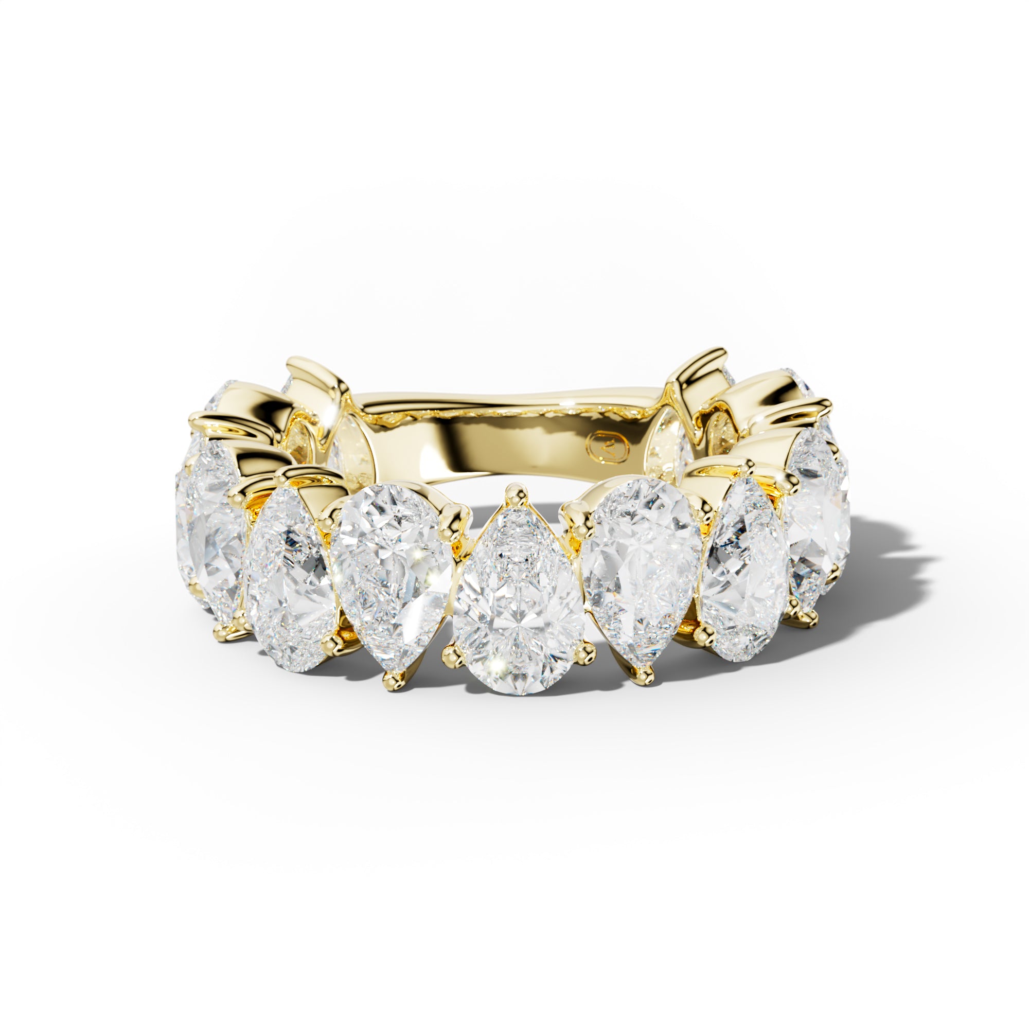 7.0 Carat Pear Shape Diamond 3/4 Anniversary Band Shared Prong  Low-Set Design
