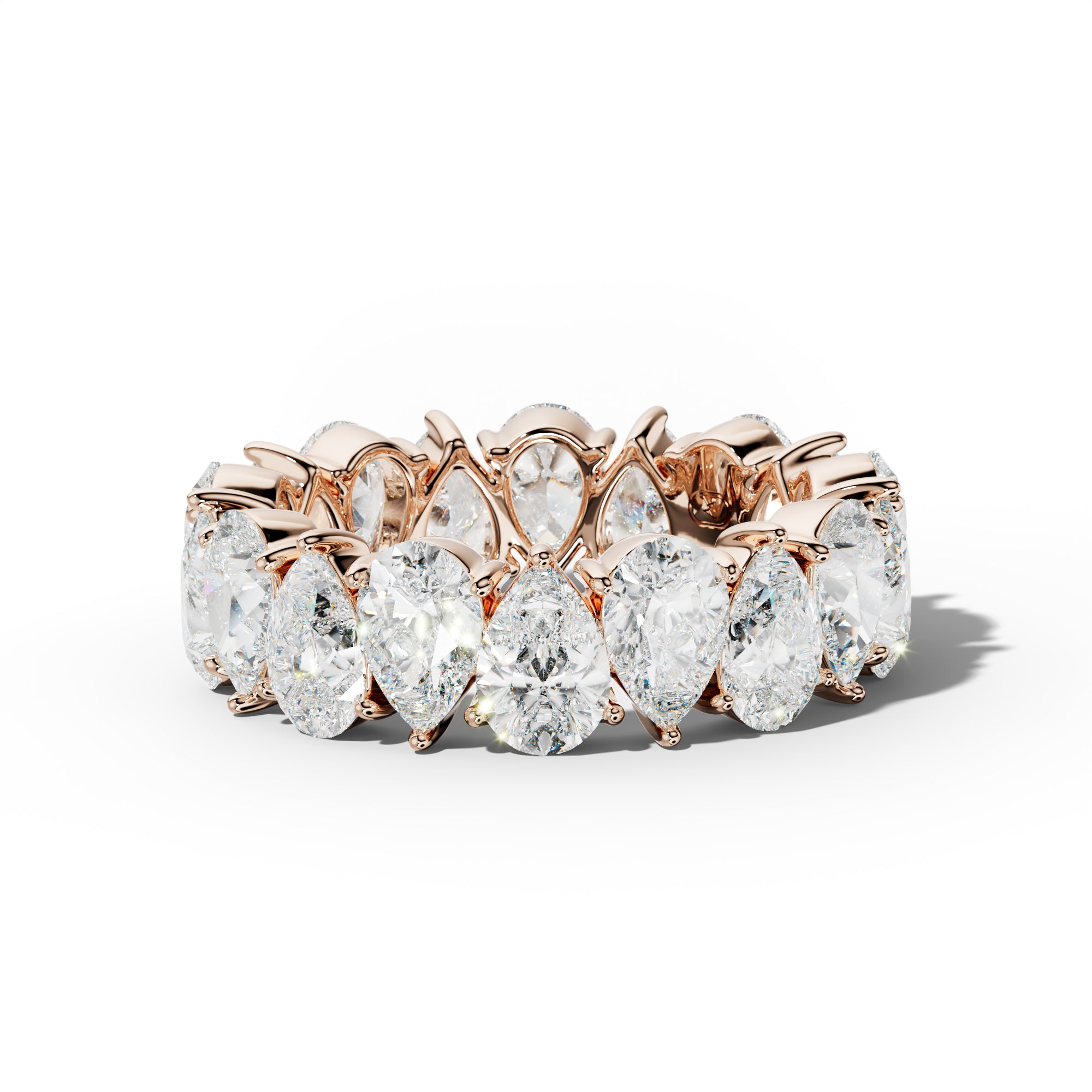 7.0 Carat Pear Shape Diamond Eternity Band Shared Prong  Low-Set Design