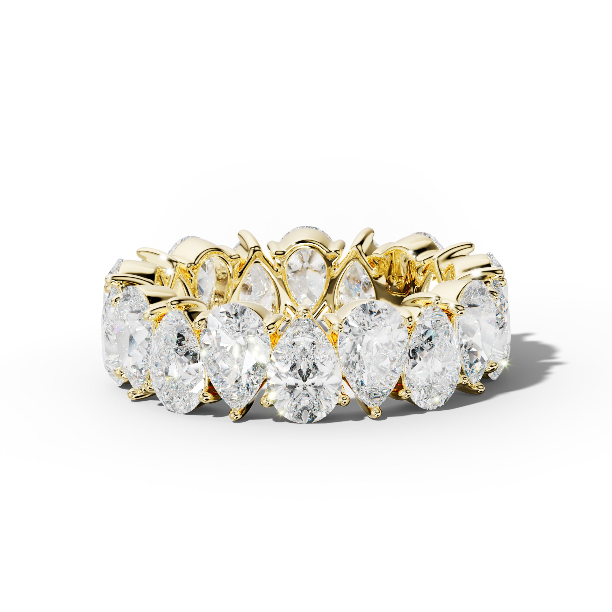 7.0 Carat Pear Shape Diamond Eternity Band Shared Prong  Low-Set Design