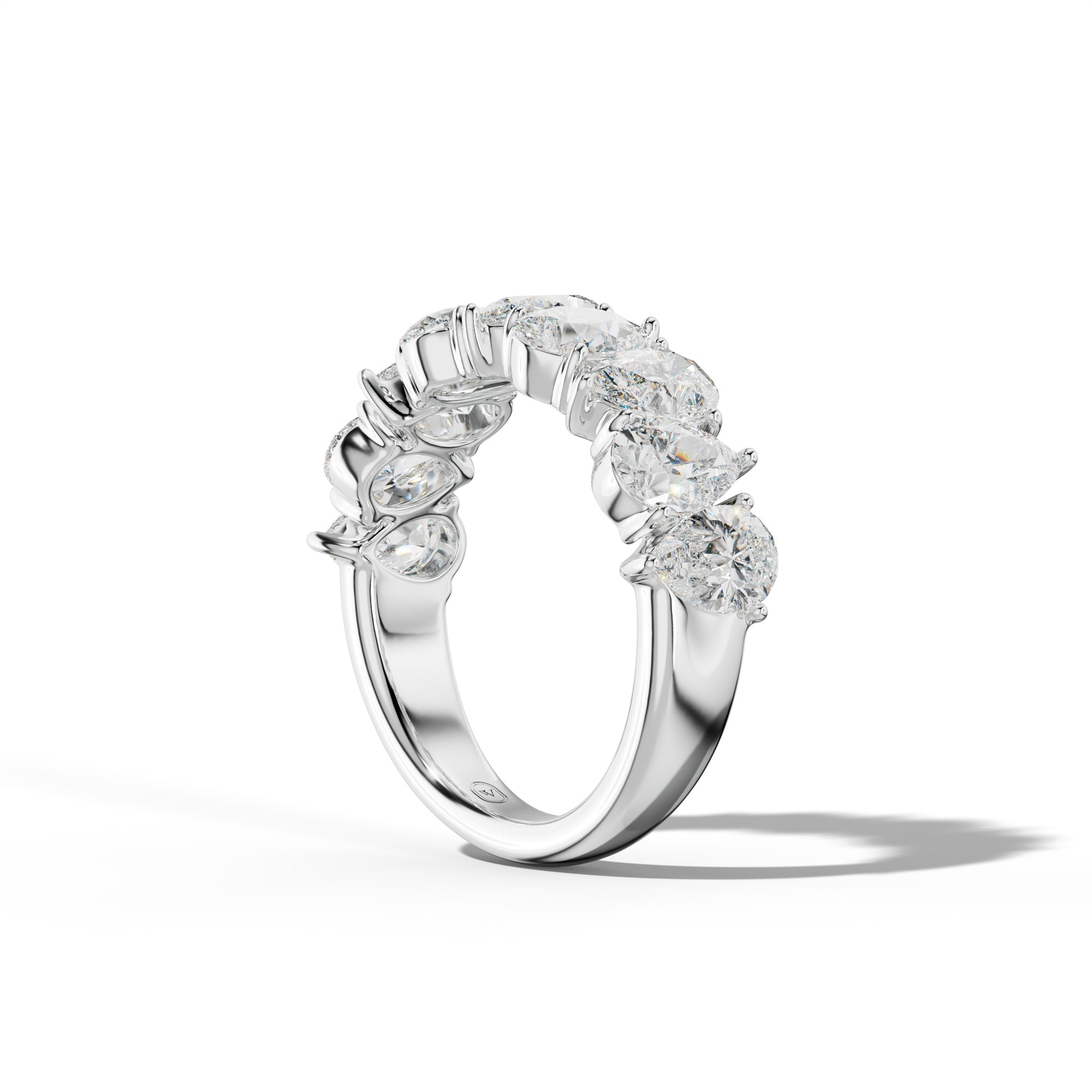 4.0 Carat Pear Shape Diamond Half Anniversary Band Shared Prong  Low-Set Design