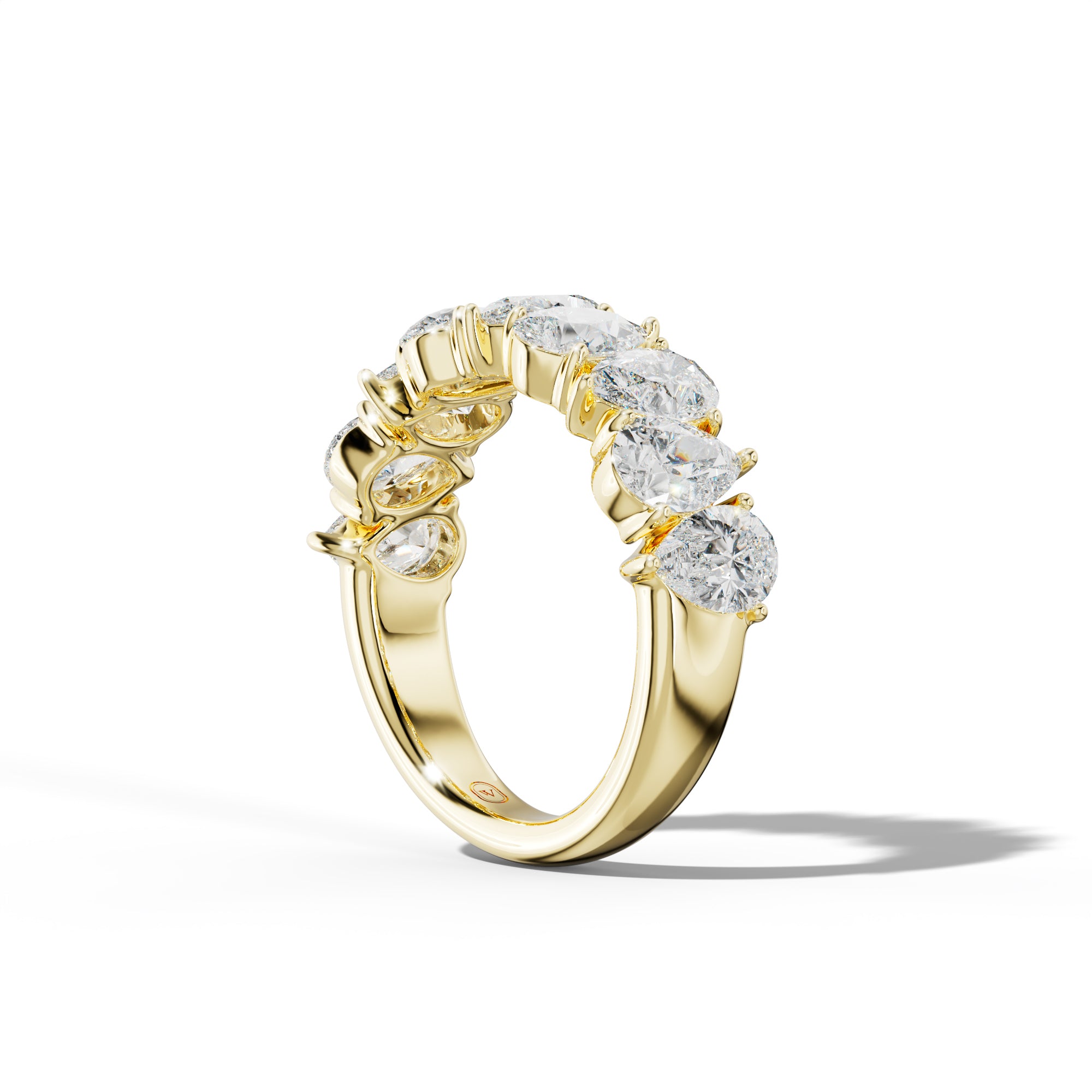 4.0 Carat Pear Shape Diamond Half Anniversary Band Shared Prong  Low-Set Design