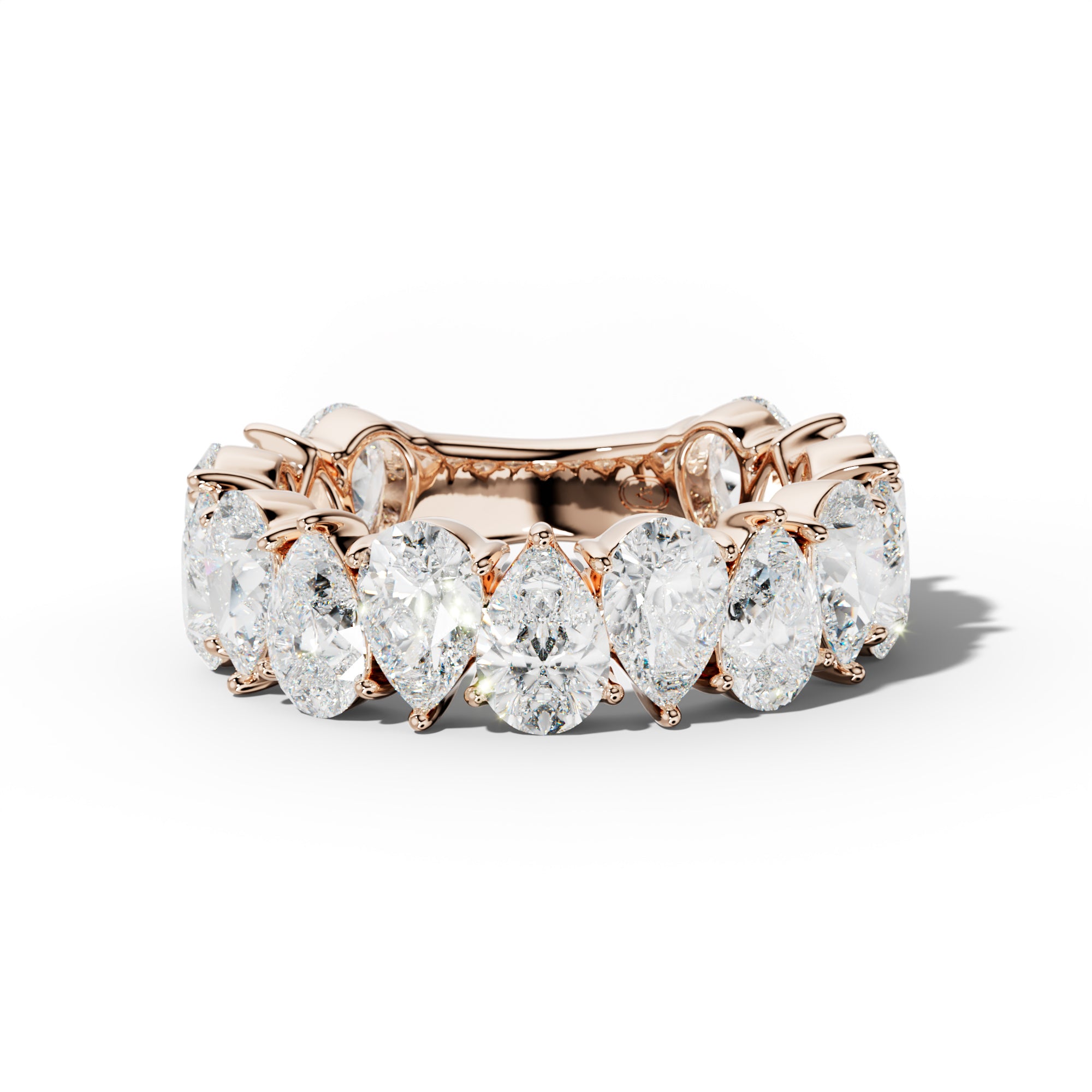 6.0 Carat Pear Shape Diamond 3/4 Anniversary Band Shared Prong  Low-Set Design